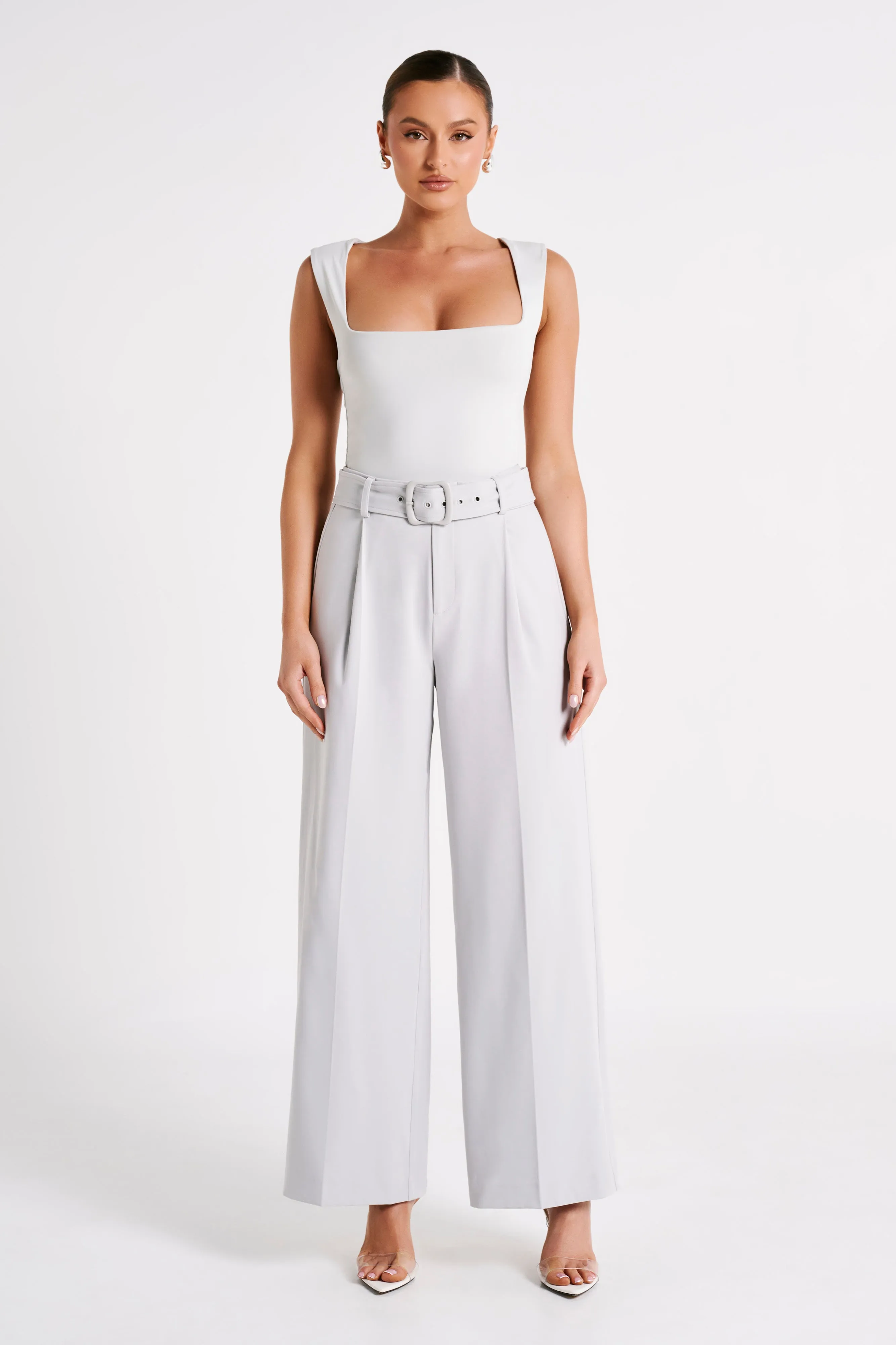 Tenley Wide Leg Suiting Pants - Ice Grey sold by Meshki product image thumbnail 5