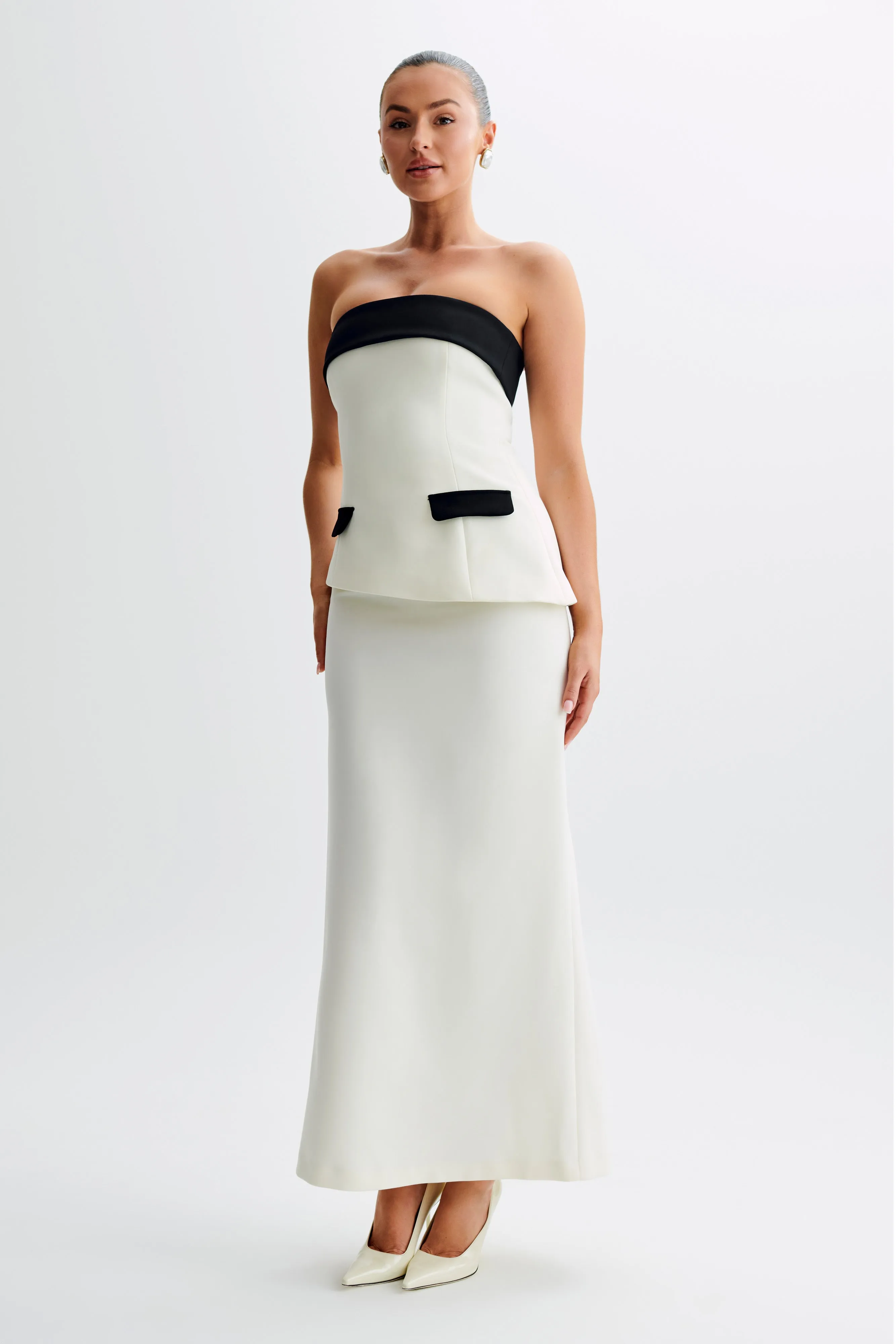 Micah Suiting Maxi Skirt - White sold by Meshki product image thumbnail 5