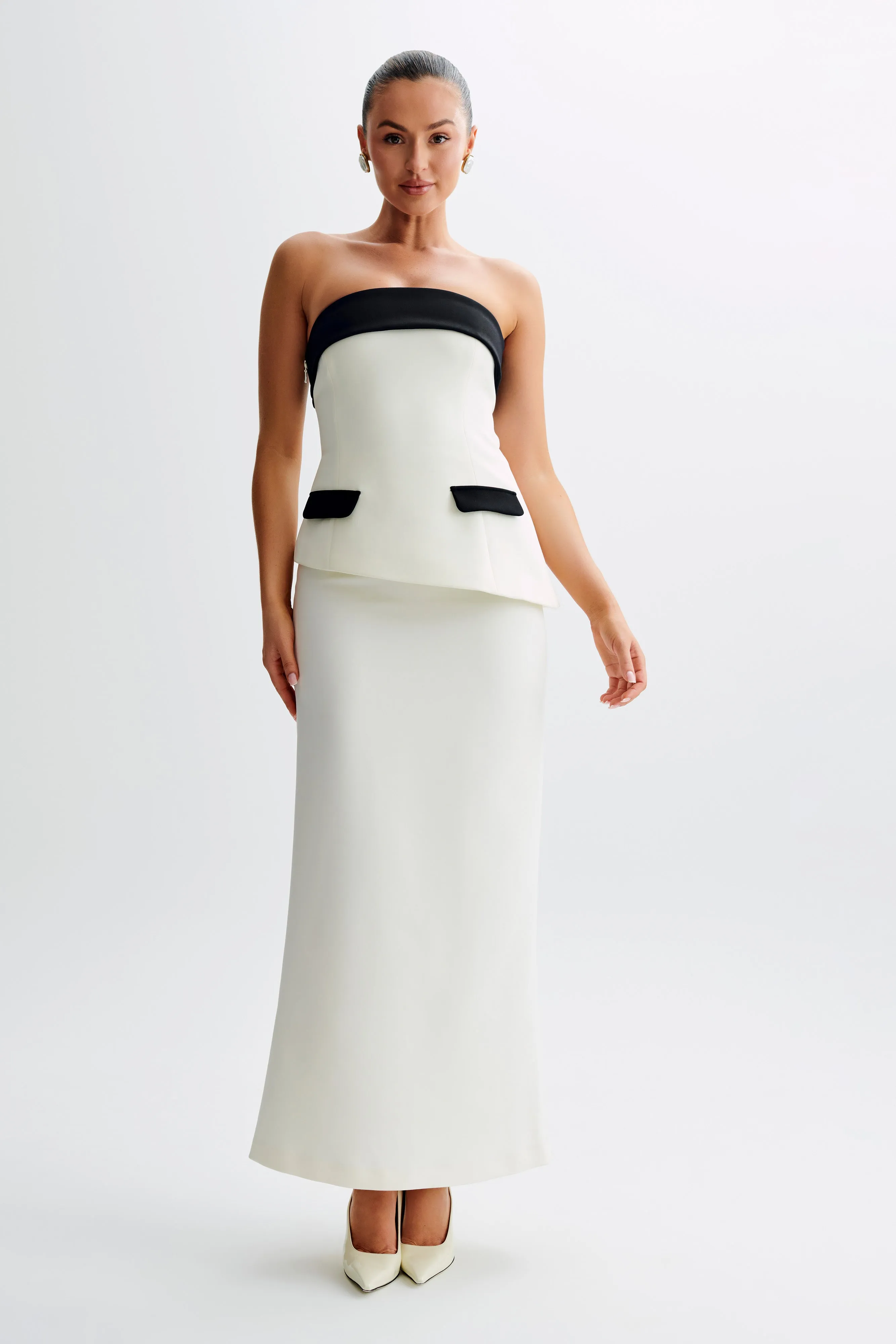 Micah Suiting Maxi Skirt - White sold by Meshki product image thumbnail 3