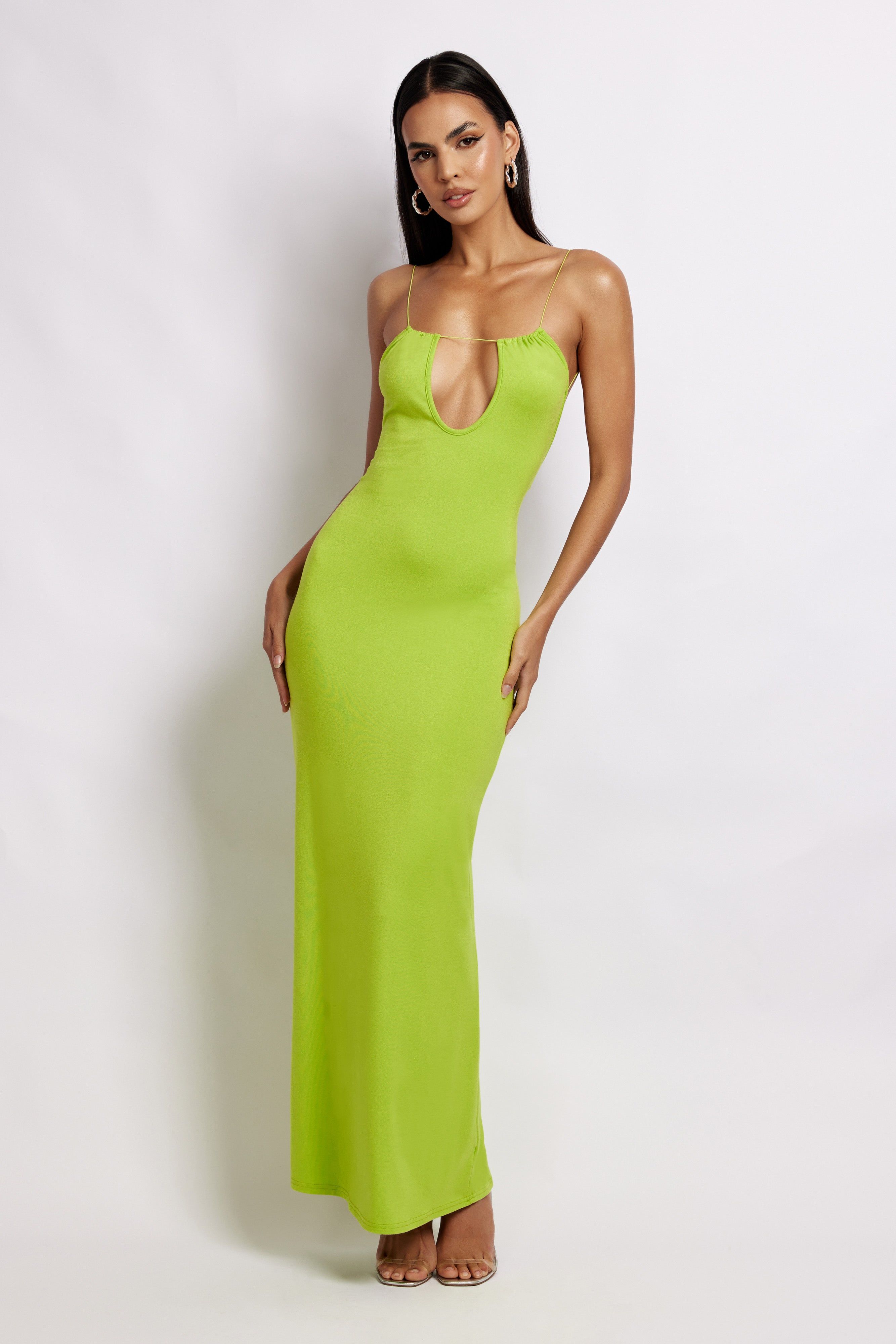 Kirsty Strappy Circle Cutout Maxi Dress - Apple sold by Meshki