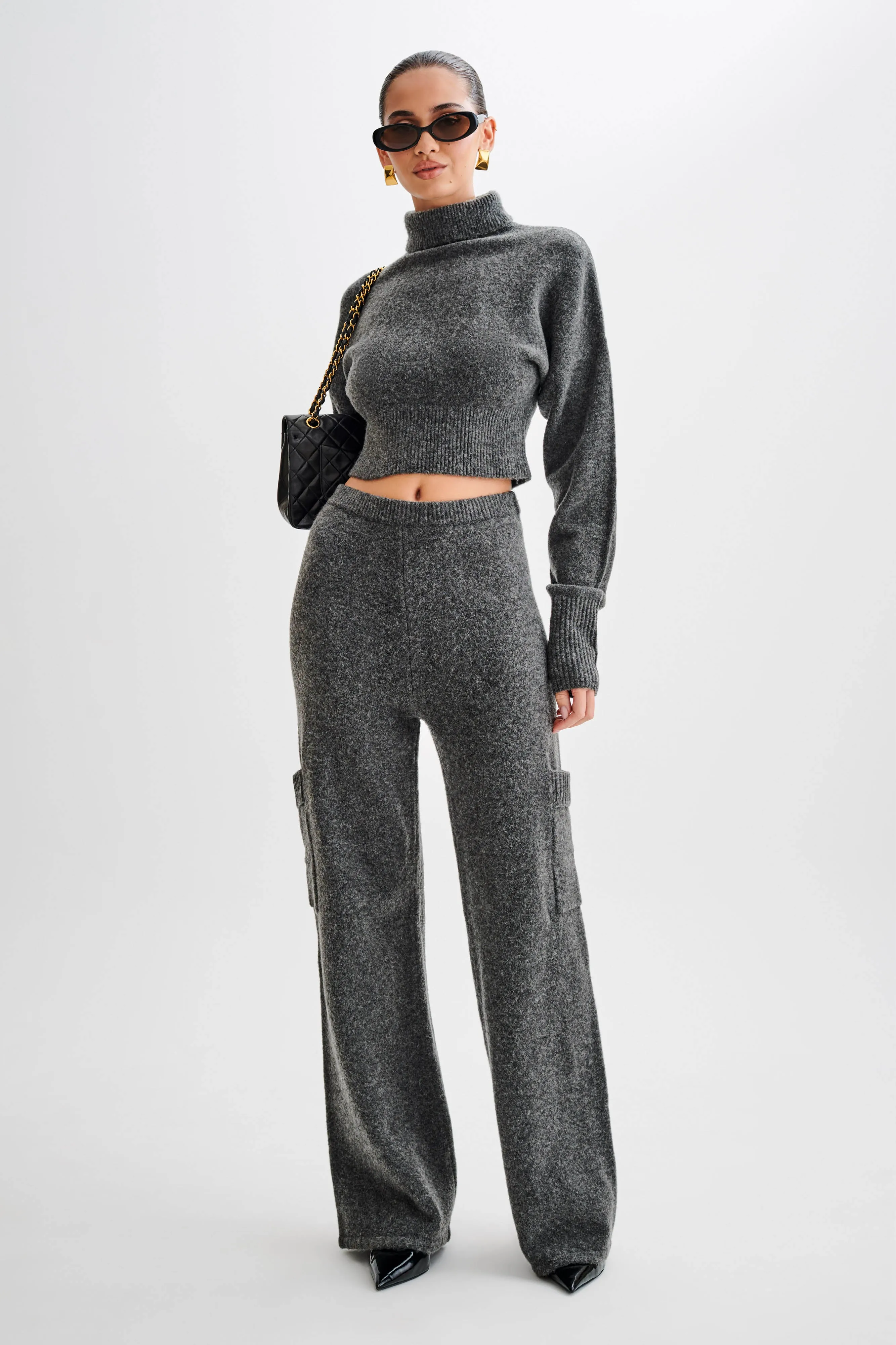 Darius Knit Pants With Pockets - Charcoal sold by Meshki product image thumbnail 4