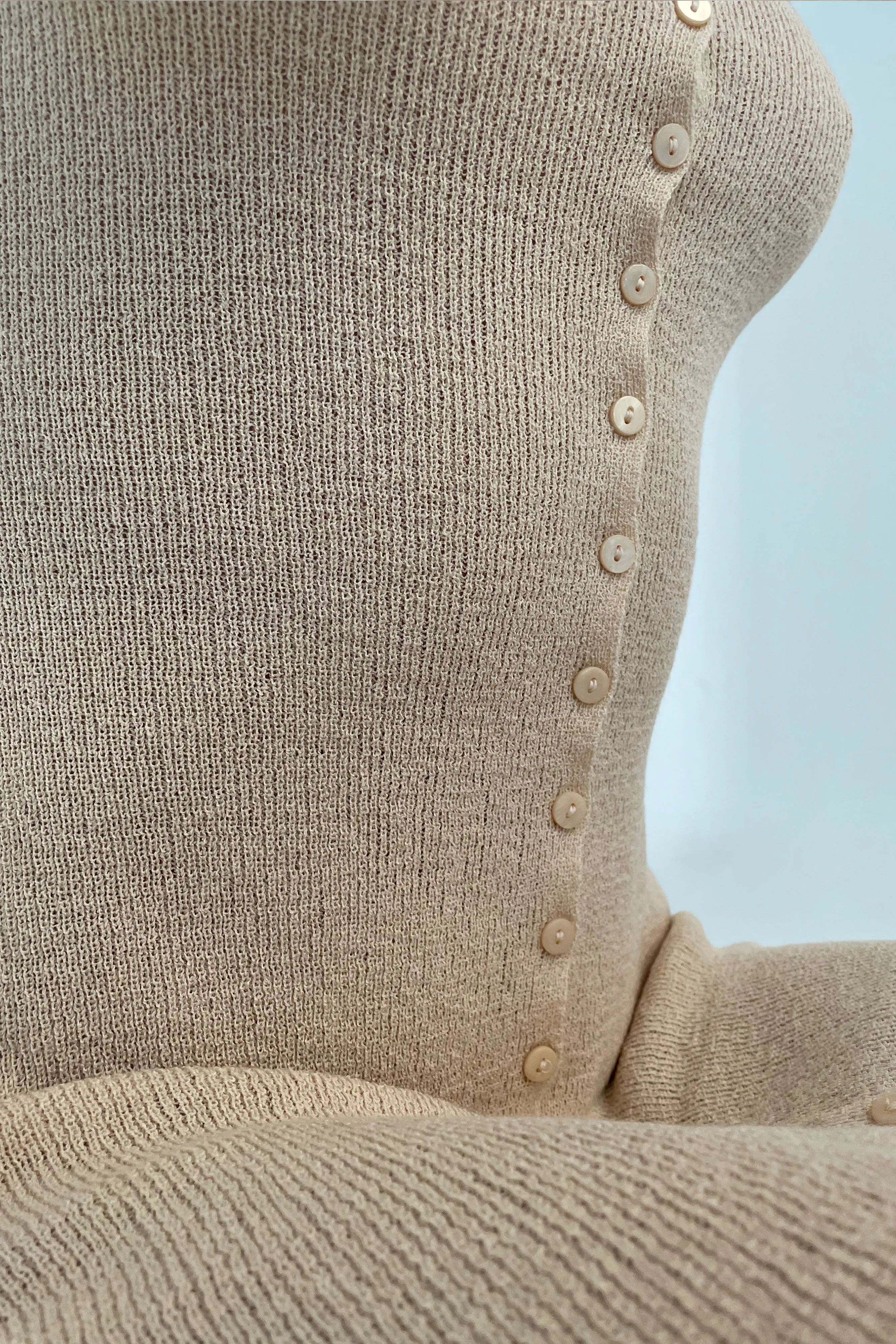 Paula Buttoned Knit Mini Dress - Wheat sold by Meshki product image thumbnail 2