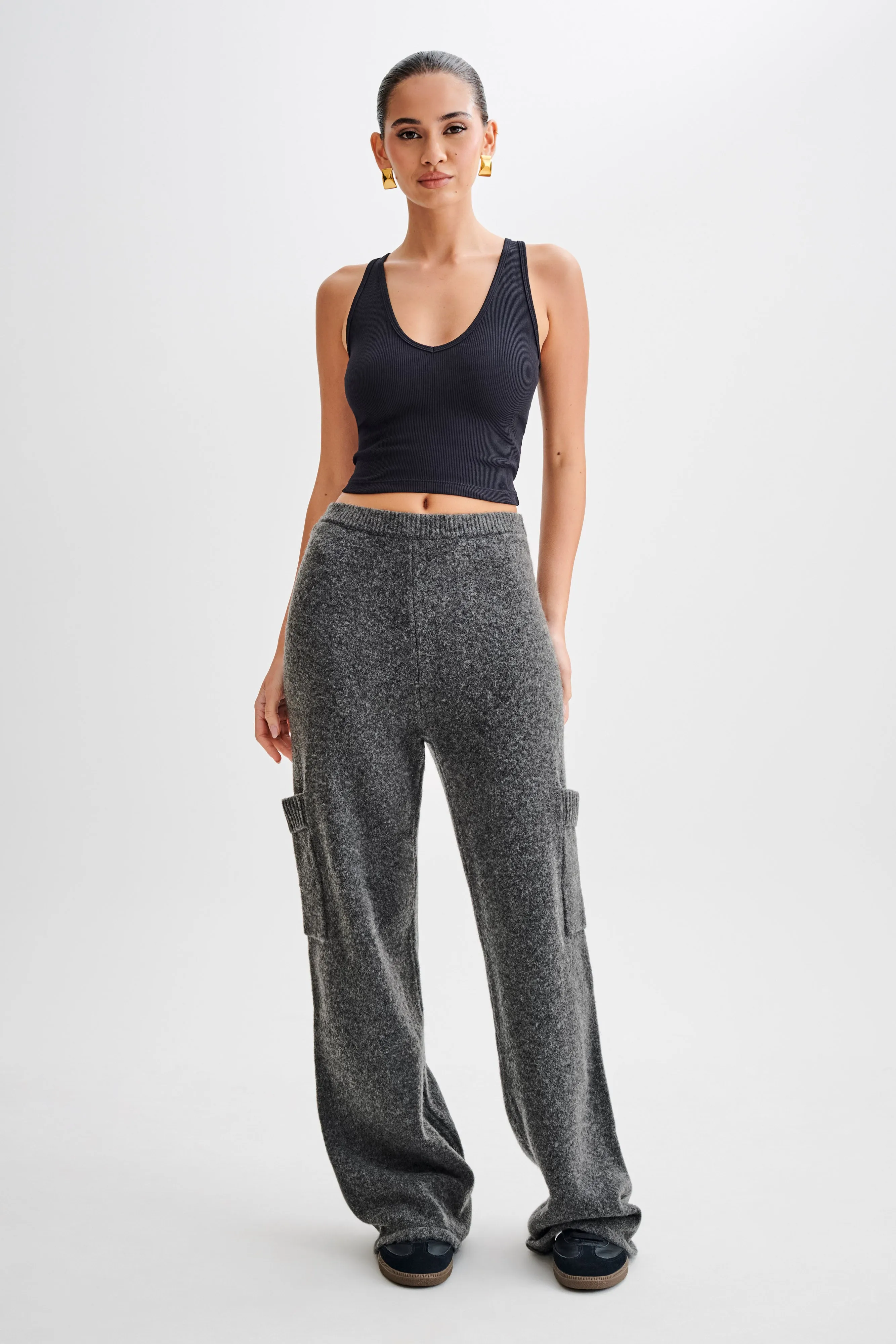 Darius Knit Pants With Pockets - Charcoal sold by Meshki product image thumbnail 5