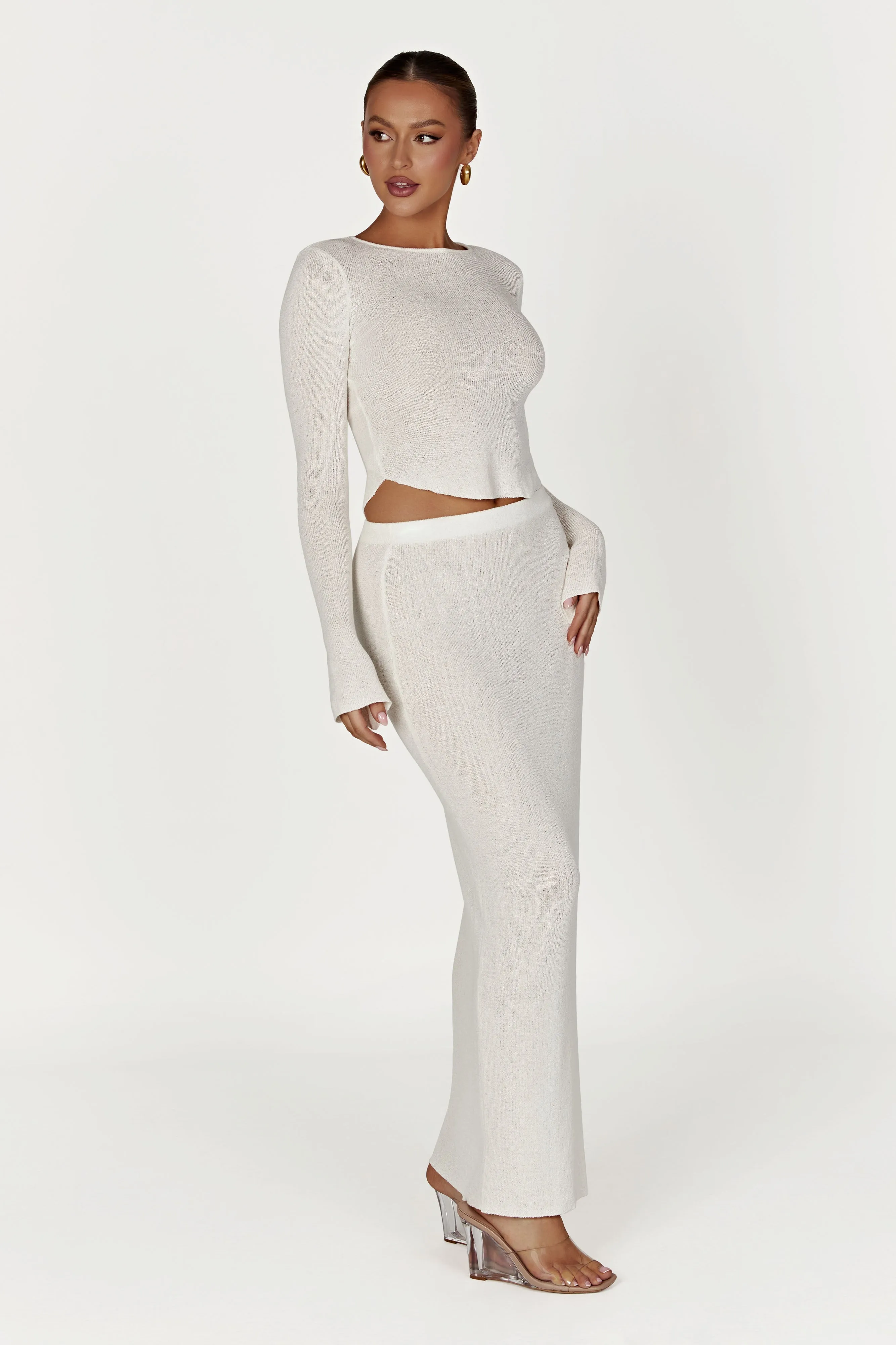 Maribelle Knit Maxi Skirt - White sold by Meshki product image thumbnail 5