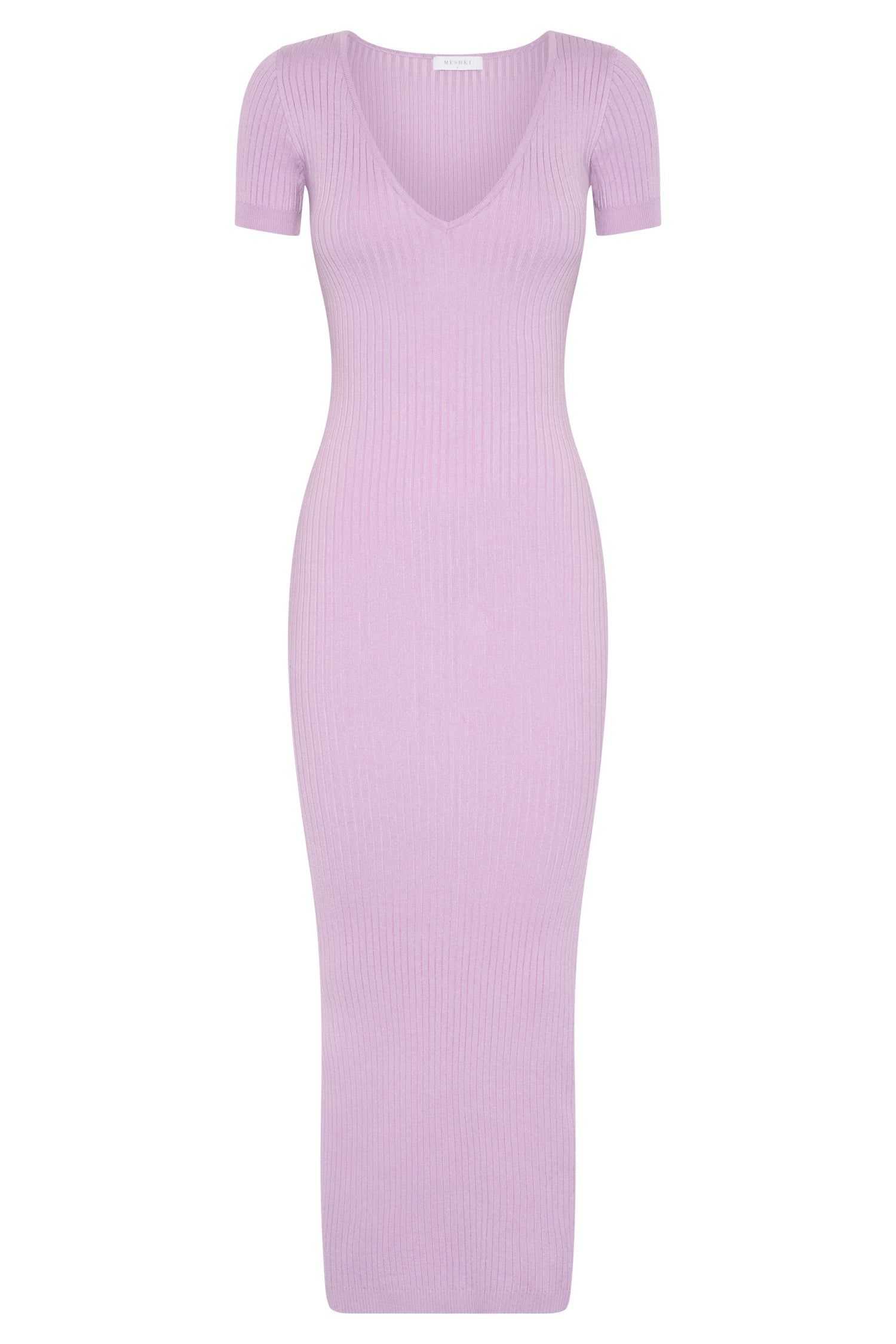 Nina Short Sleeve Knit Midi Dress - Lilac sold by Meshki product image thumbnail 7