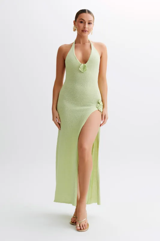 Cherie Knit Halter Maxi Dress - Apple sold by Meshki