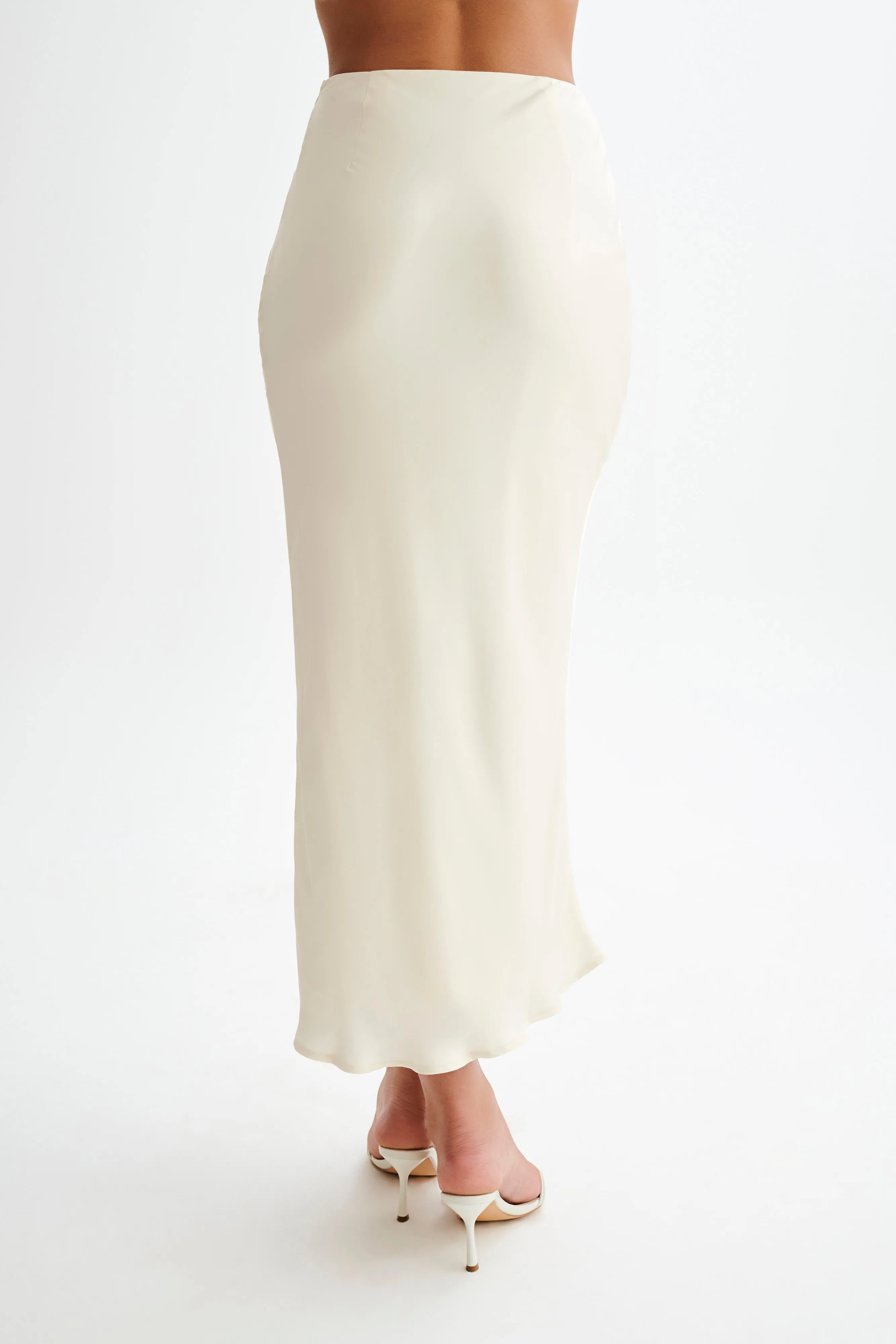Viviana Satin Maxi Skirt - Ivory sold by Meshki product image thumbnail 4