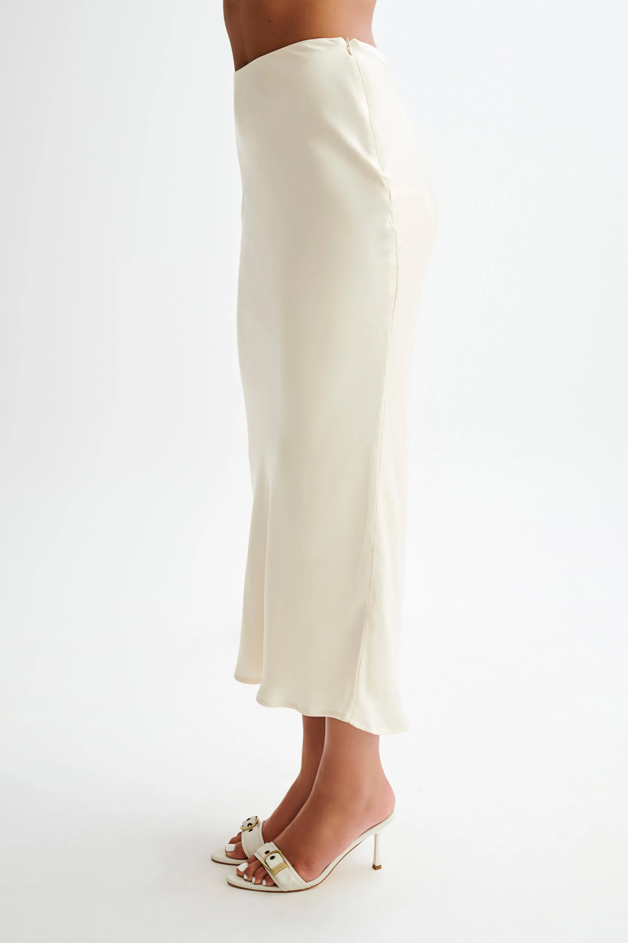 Viviana Satin Maxi Skirt - Ivory sold by Meshki product image thumbnail 5