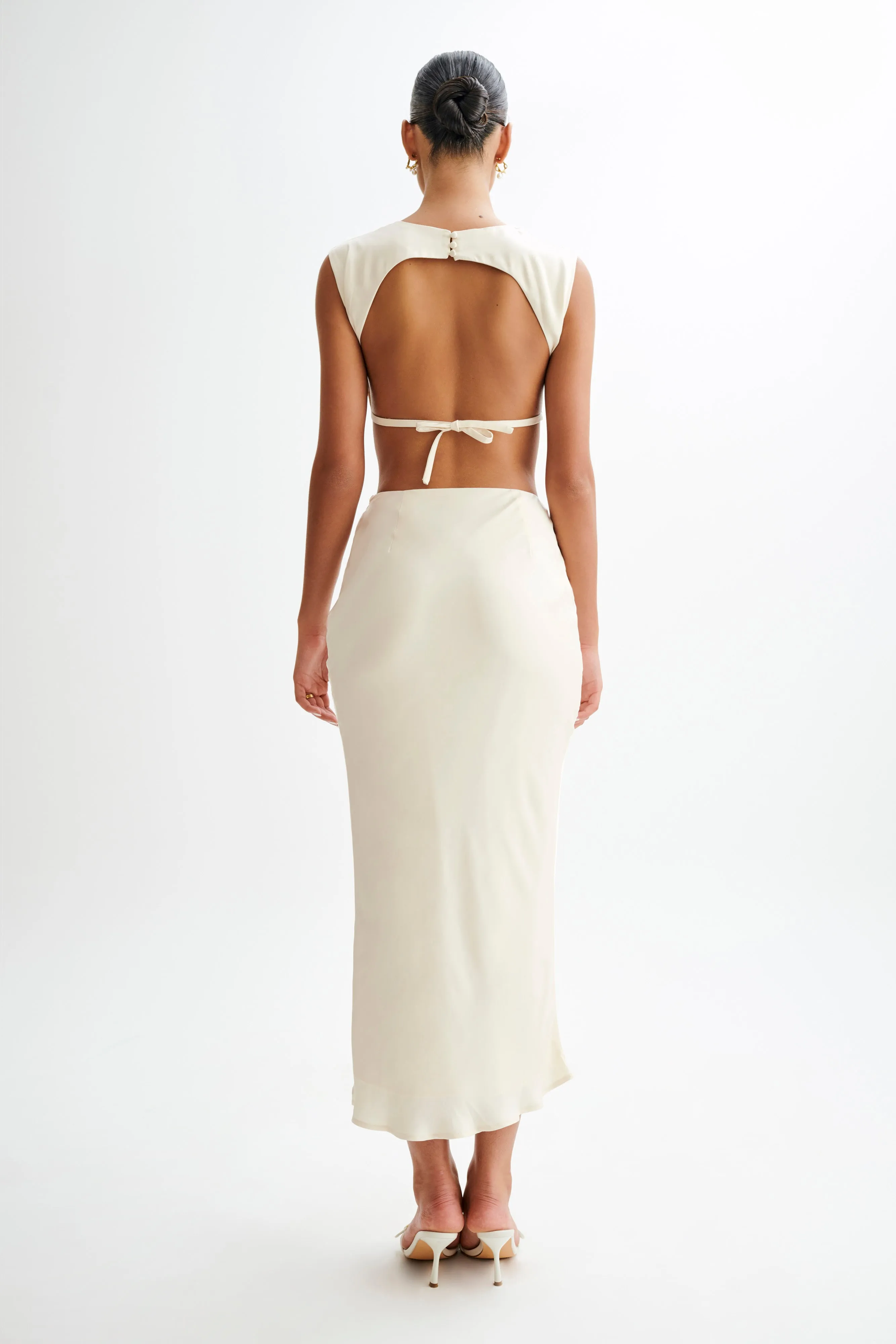 Viviana Satin Maxi Skirt - Ivory sold by Meshki product image thumbnail 2