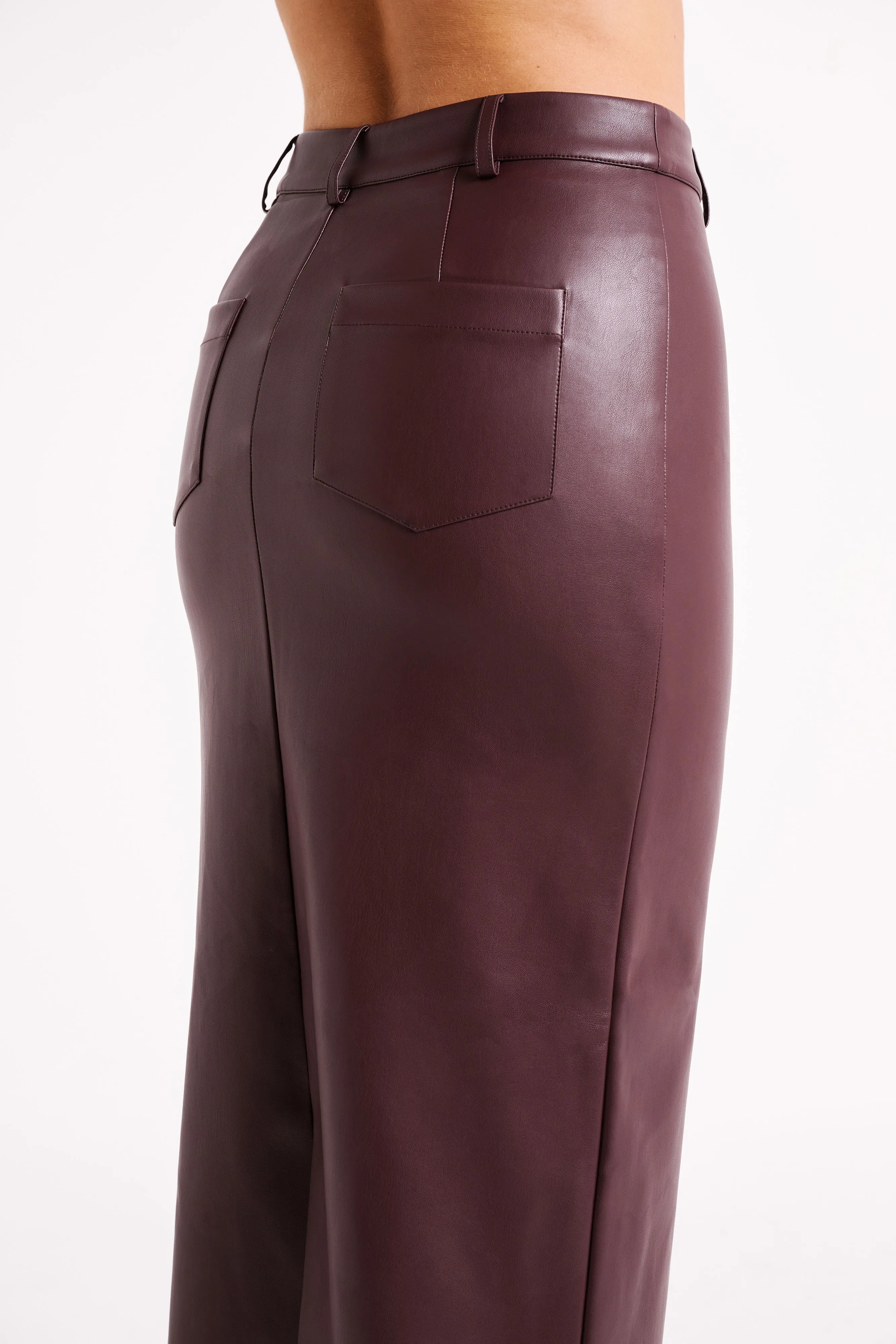 Lottie Faux Leather Maxi Skirt - Plum sold by Meshki product image thumbnail 2
