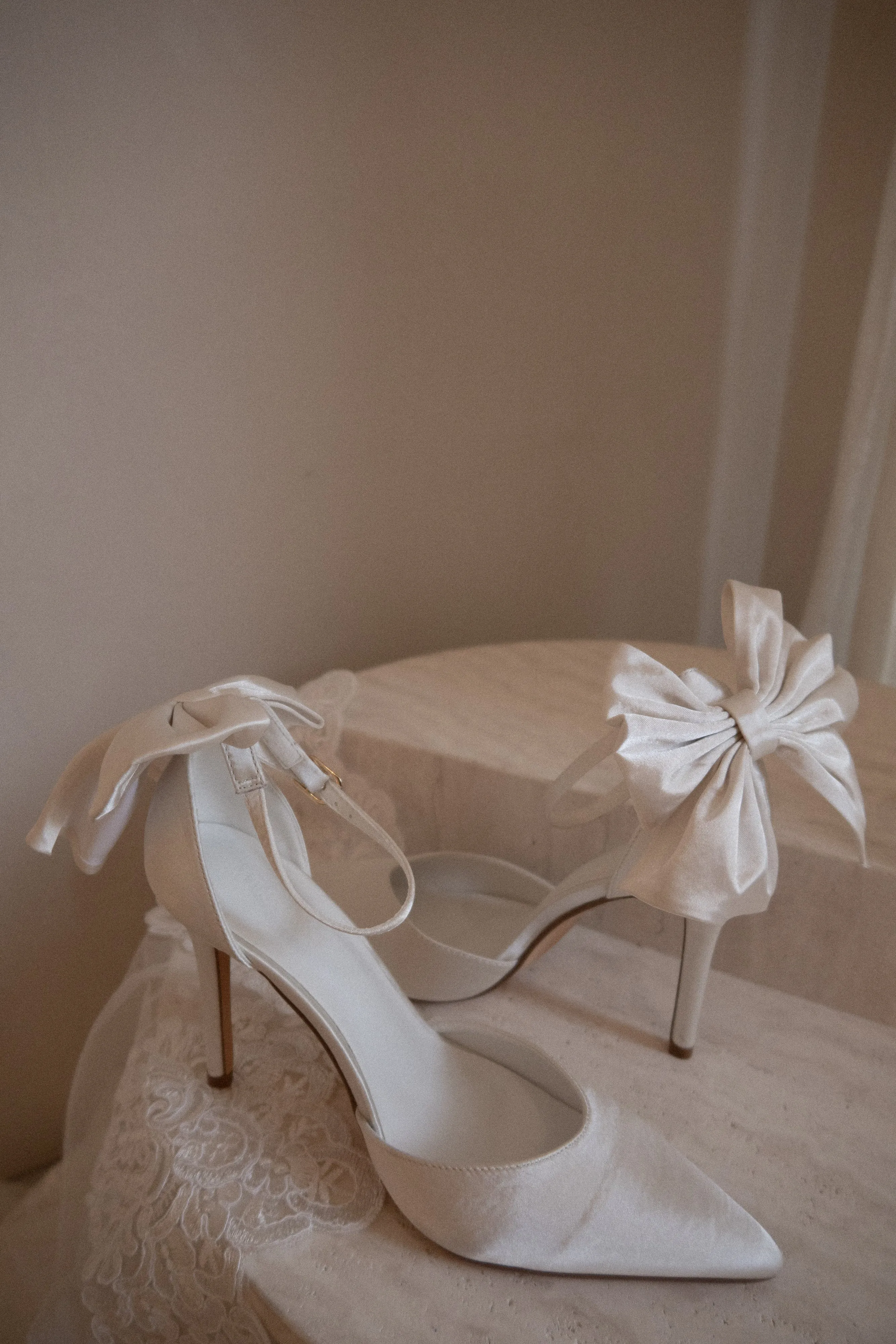Charmed Satin Bow Heel - White sold by Meshki product image thumbnail 2