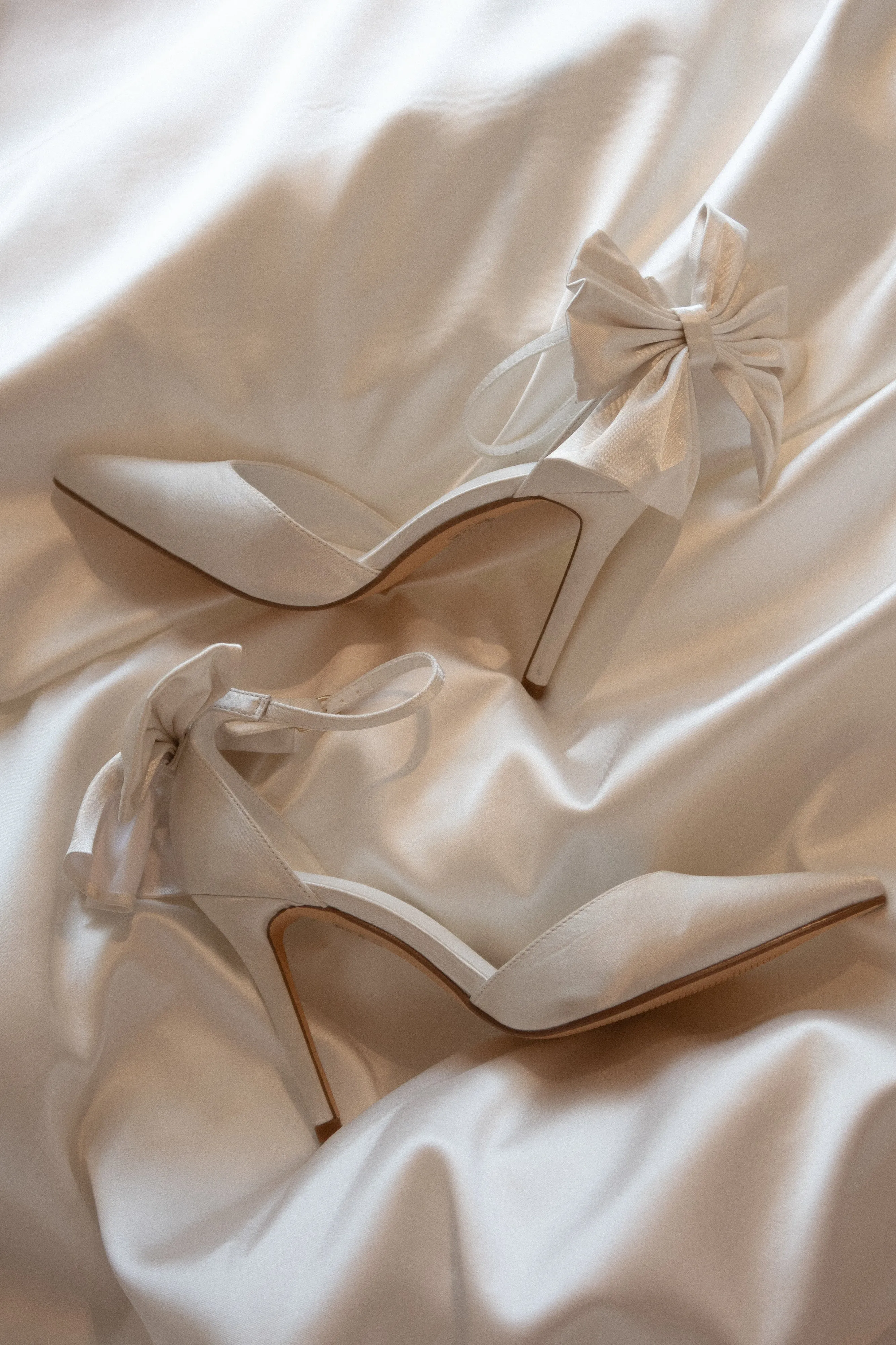 Charmed Satin Bow Heel - White sold by Meshki