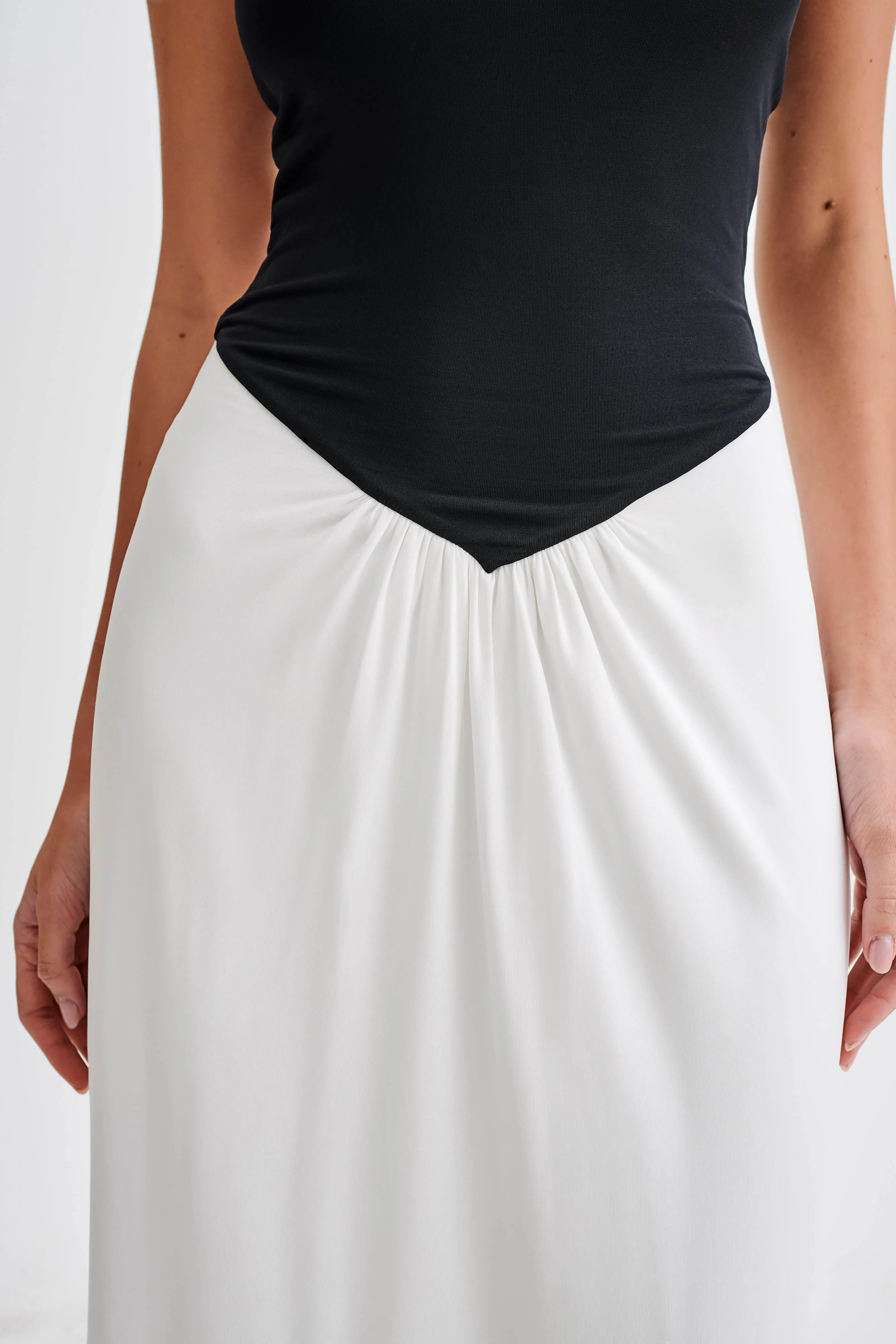 Ruby Strapless Slinky Maxi Dress - Black/White sold by Meshki product image thumbnail 2