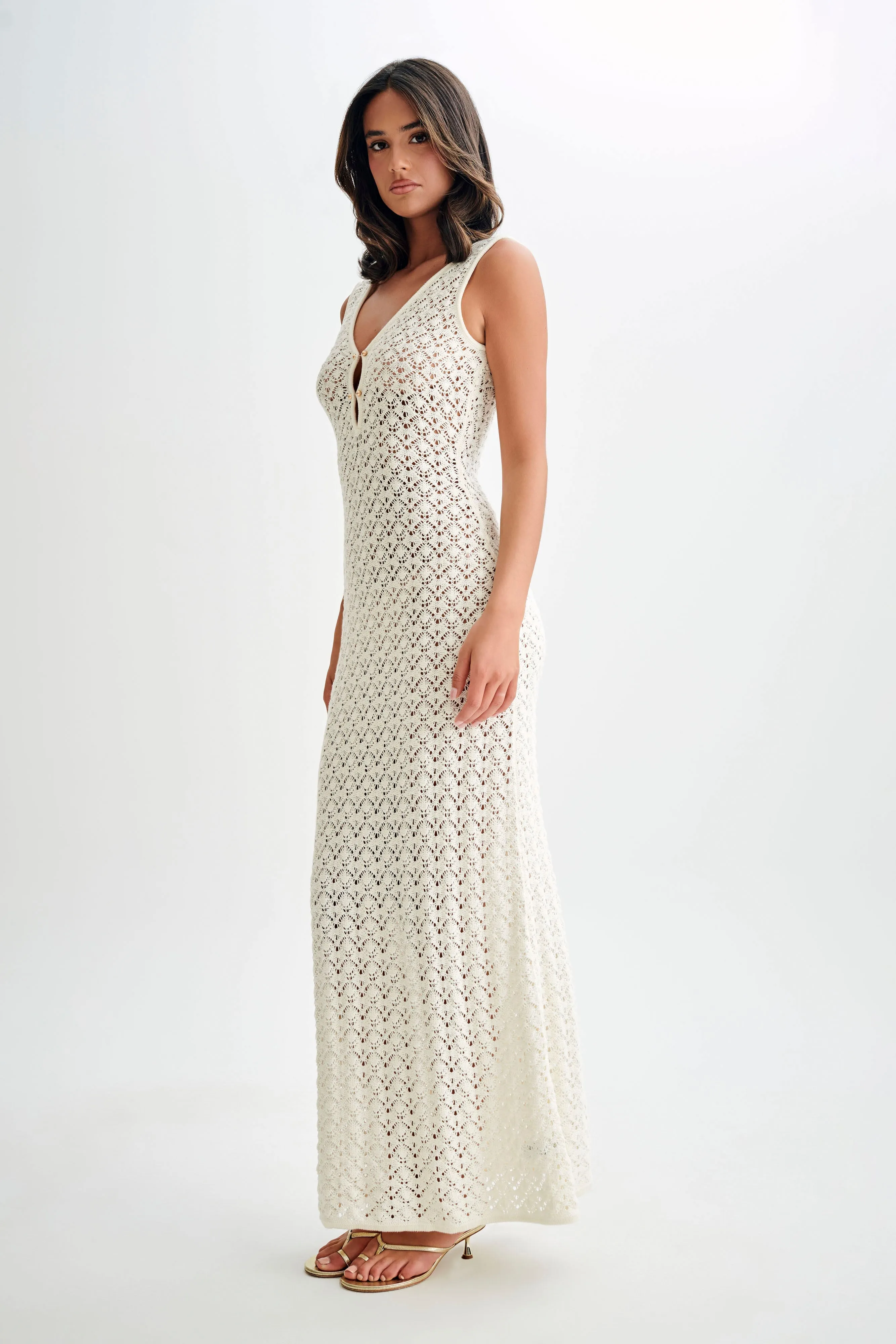 Carter Crochet Sleeveless Maxi Dress - White sold by Meshki product image thumbnail 5