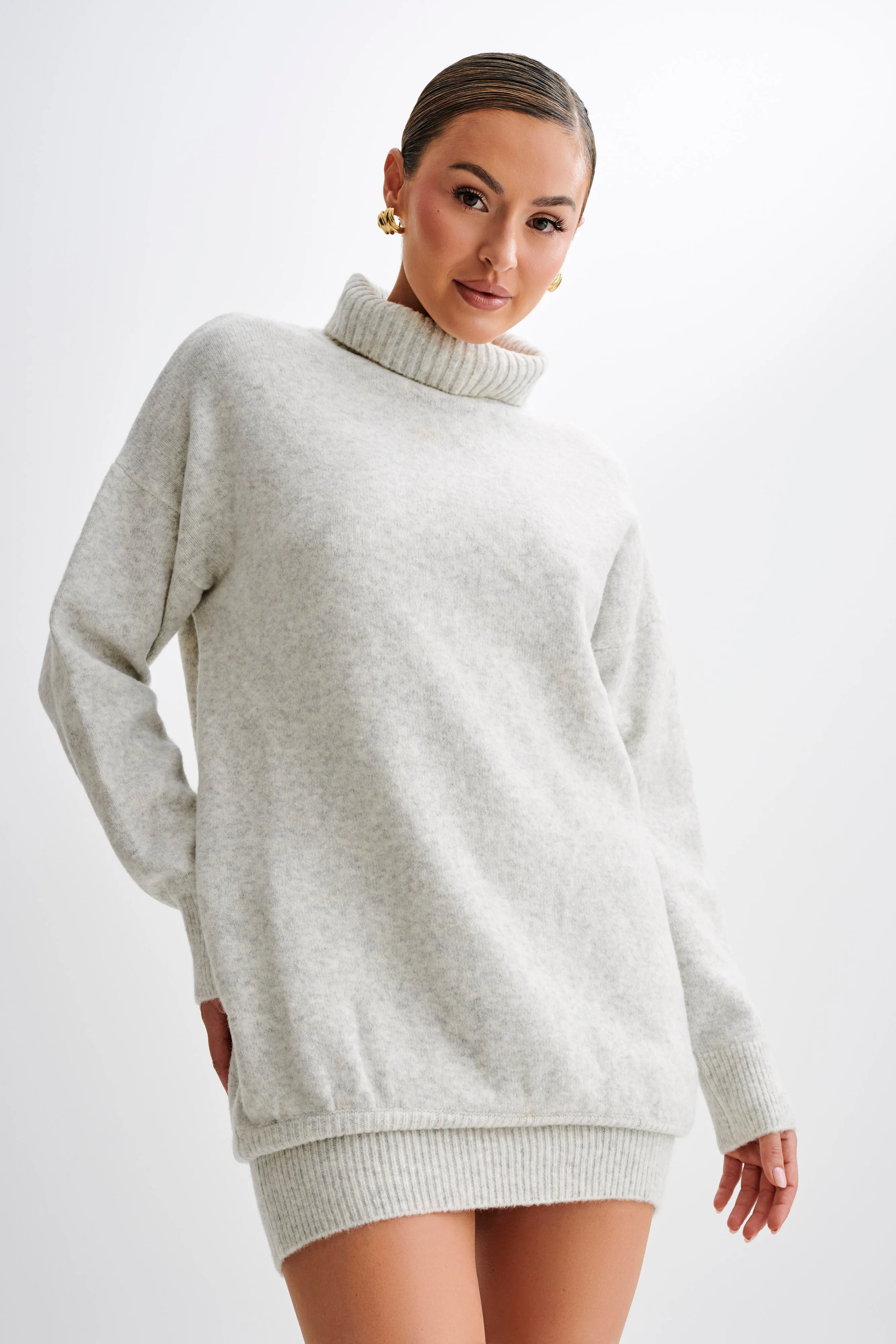 Celeste Long Sleeve Knit Mini Dress - Grey Marle | Parallel