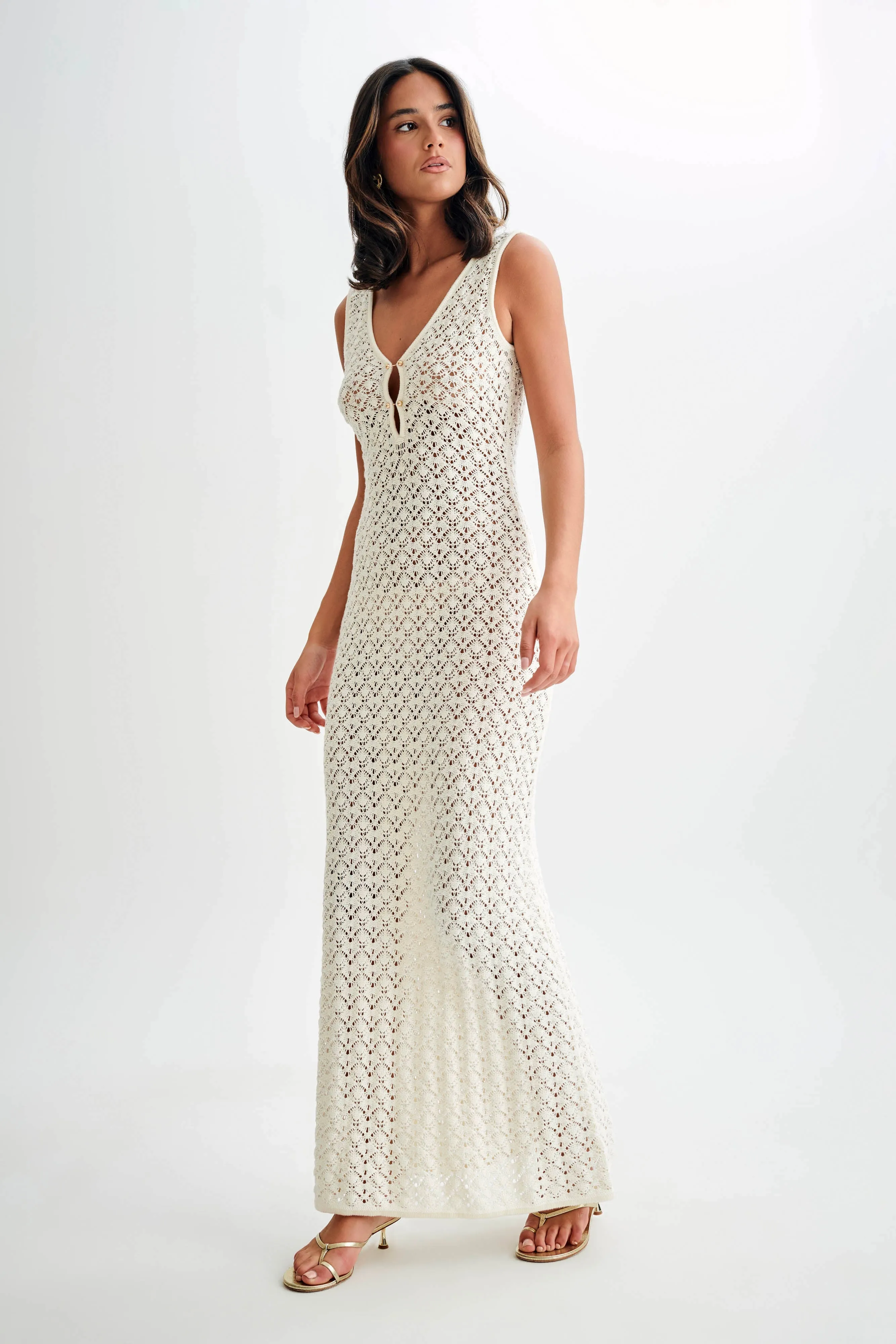 Carter Crochet Sleeveless Maxi Dress - White sold by Meshki product image thumbnail 4