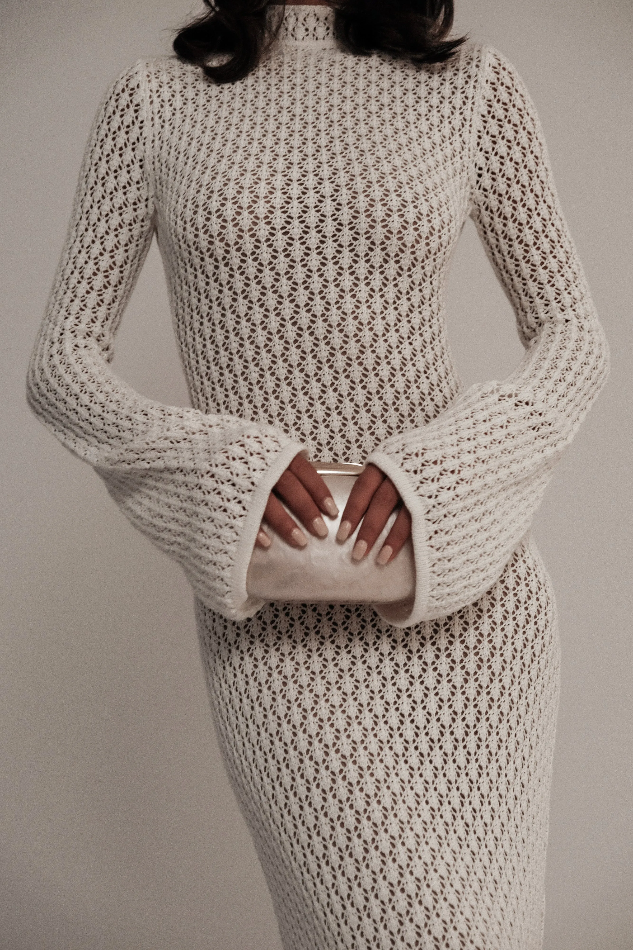 Julia Crochet Open Back Maxi Dress - White sold by Meshki product image thumbnail 2