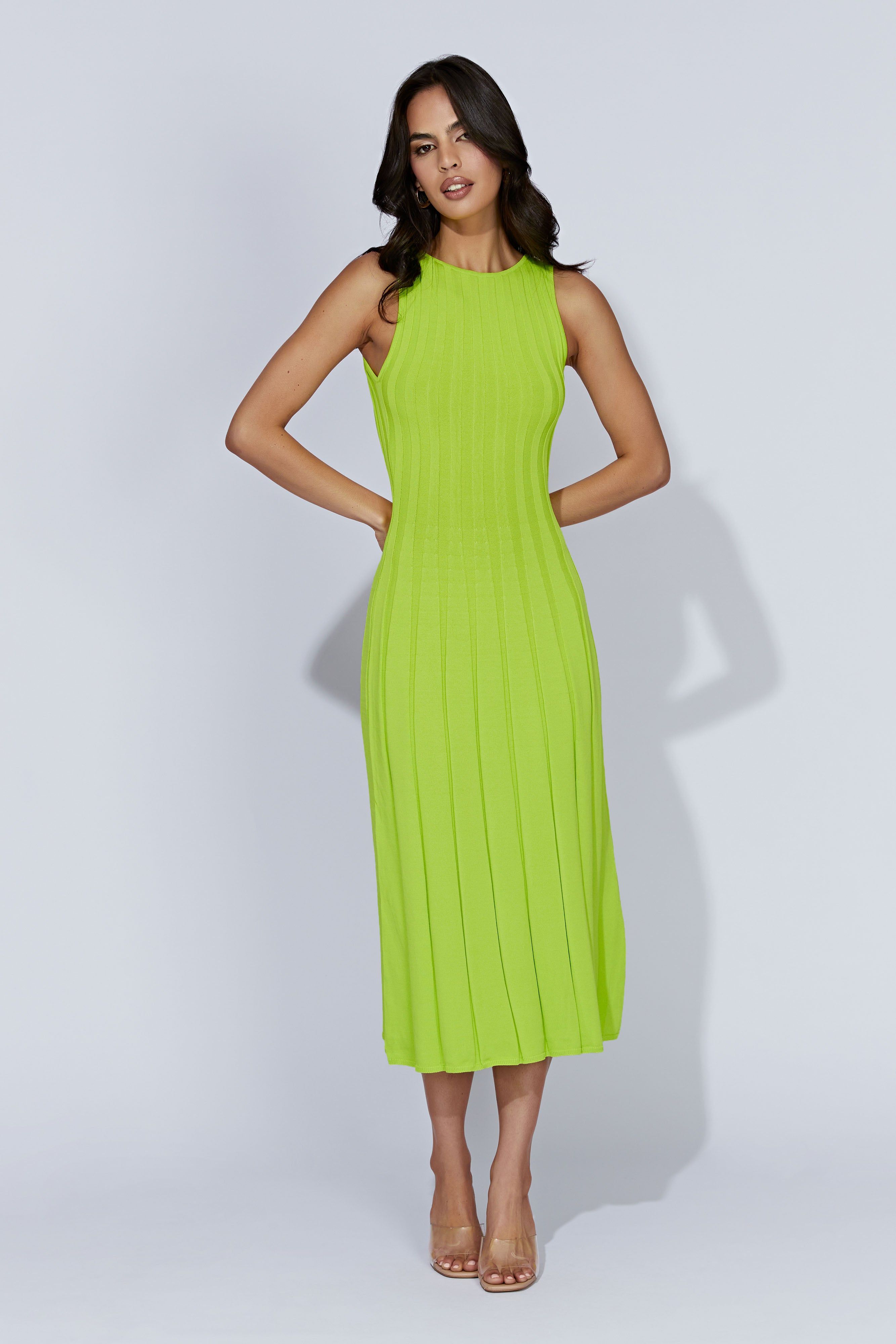 Aspen Back Keyhole Knit Midi Dress - Fresh Green sold by Meshki product image thumbnail 10