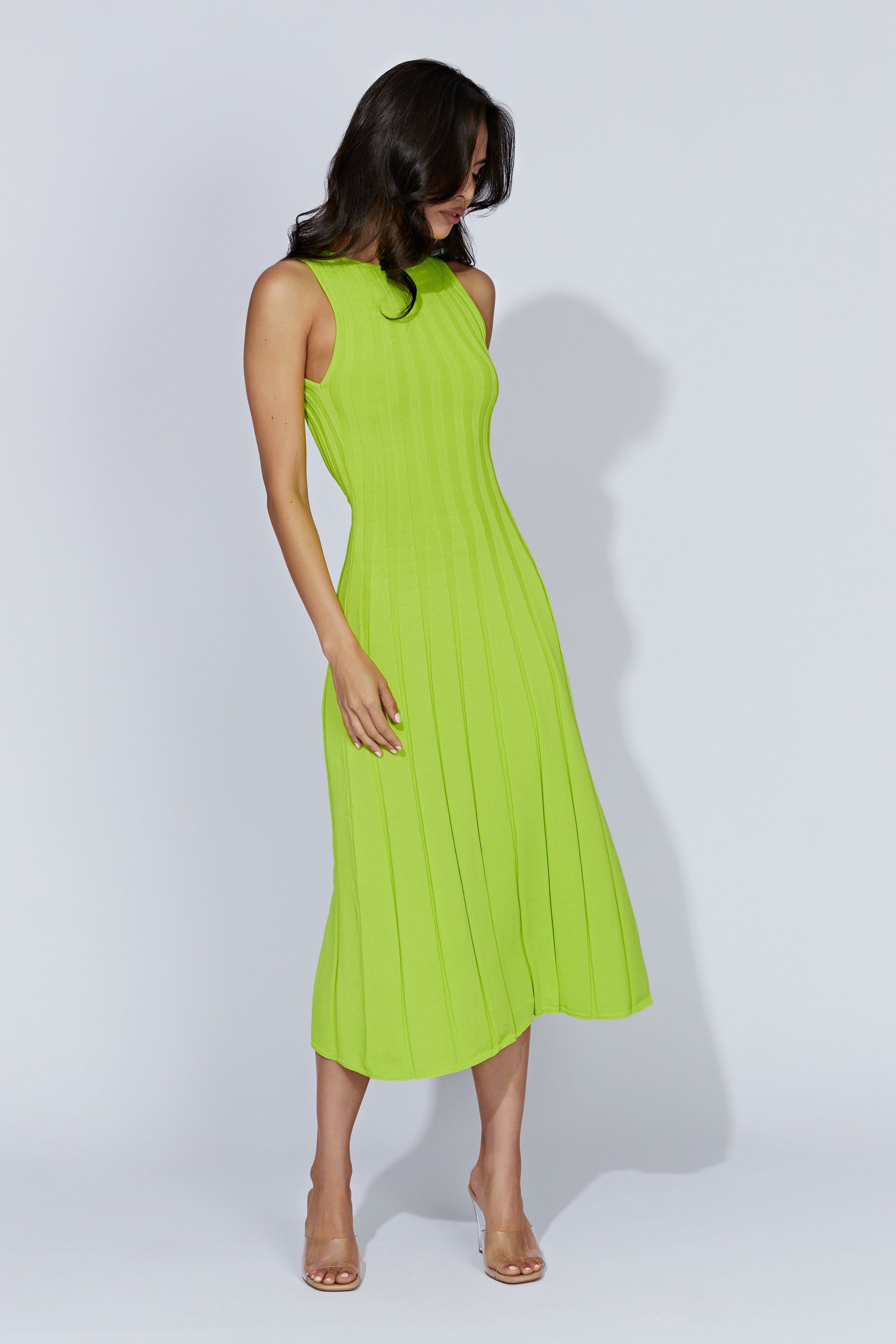 Aspen Back Keyhole Knit Midi Dress - Fresh Green sold by Meshki product image thumbnail 6