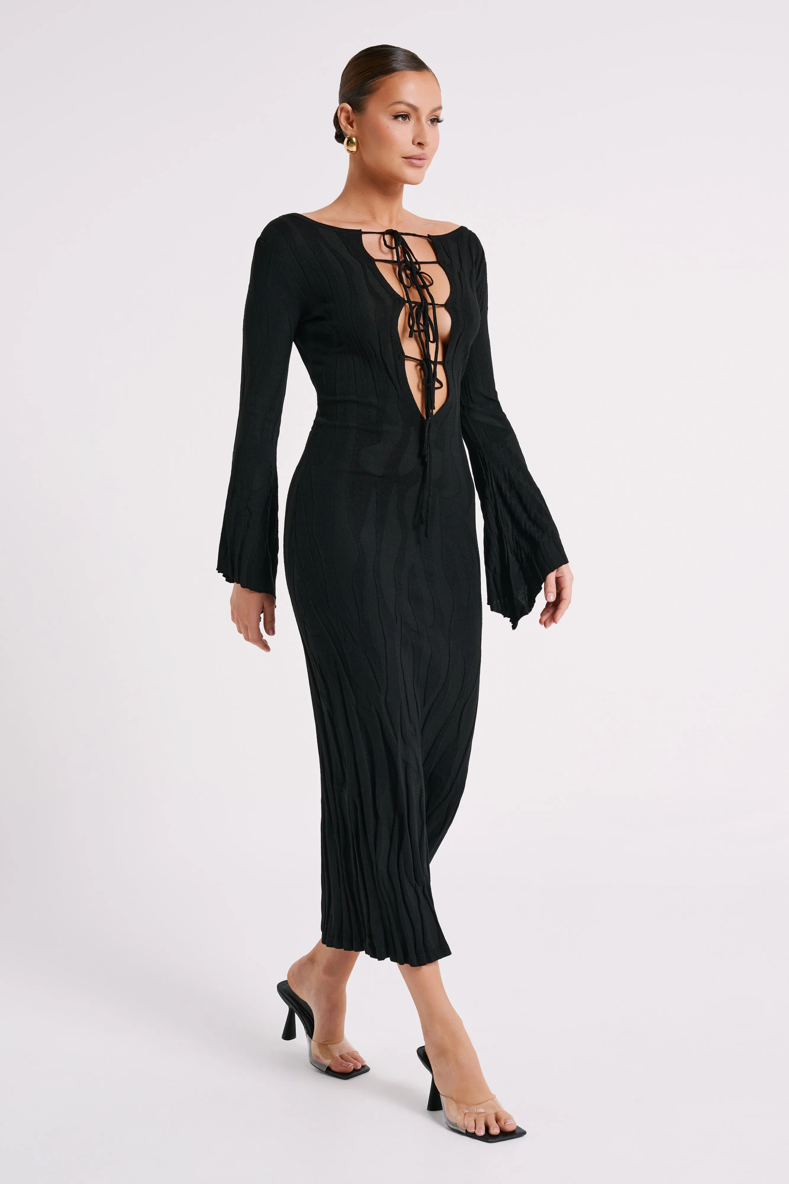 Brinley Long Sleeve Knit Maxi Dress - Black sold by Meshki product image thumbnail 3