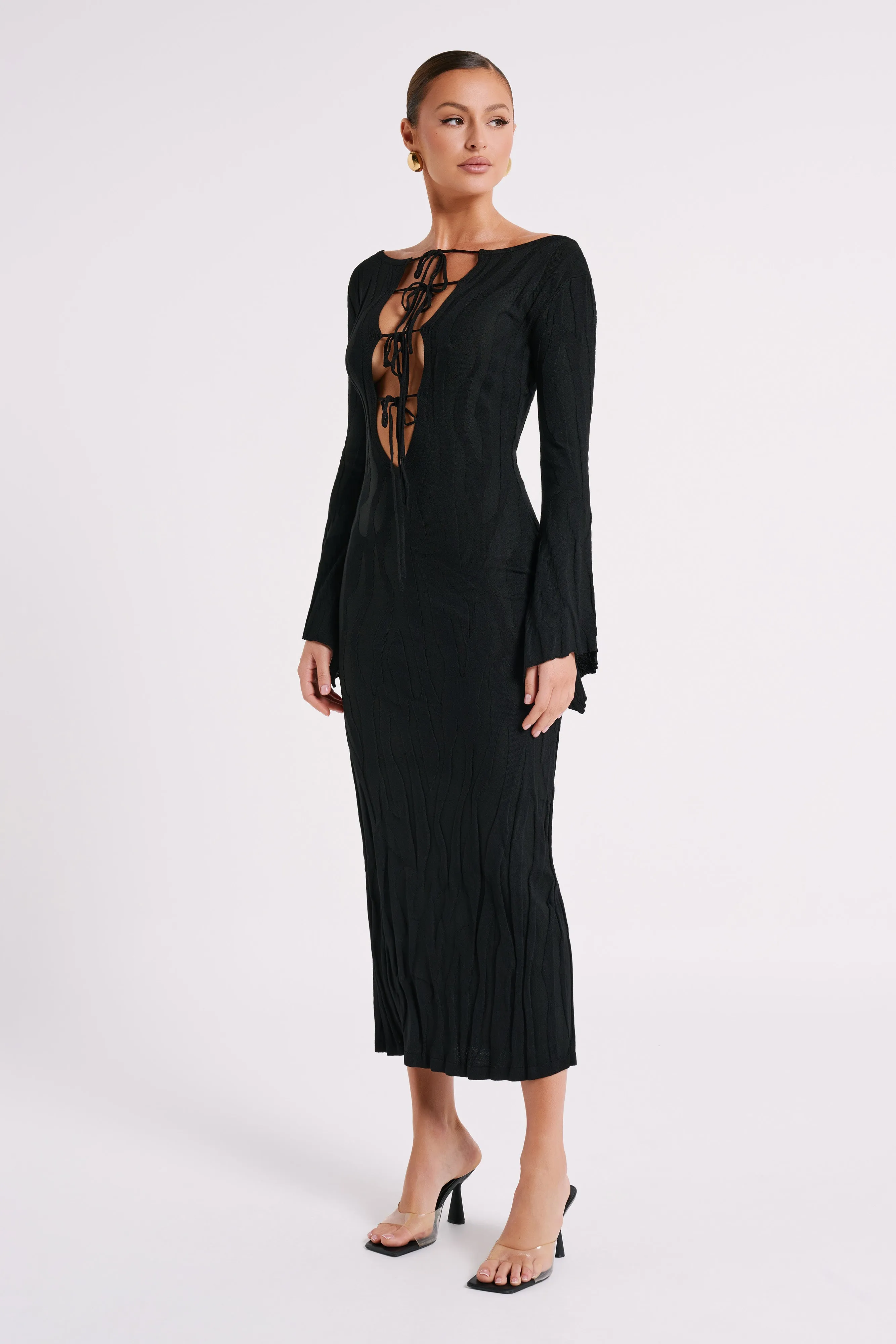 Brinley Long Sleeve Knit Maxi Dress - Black sold by Meshki product image thumbnail 4