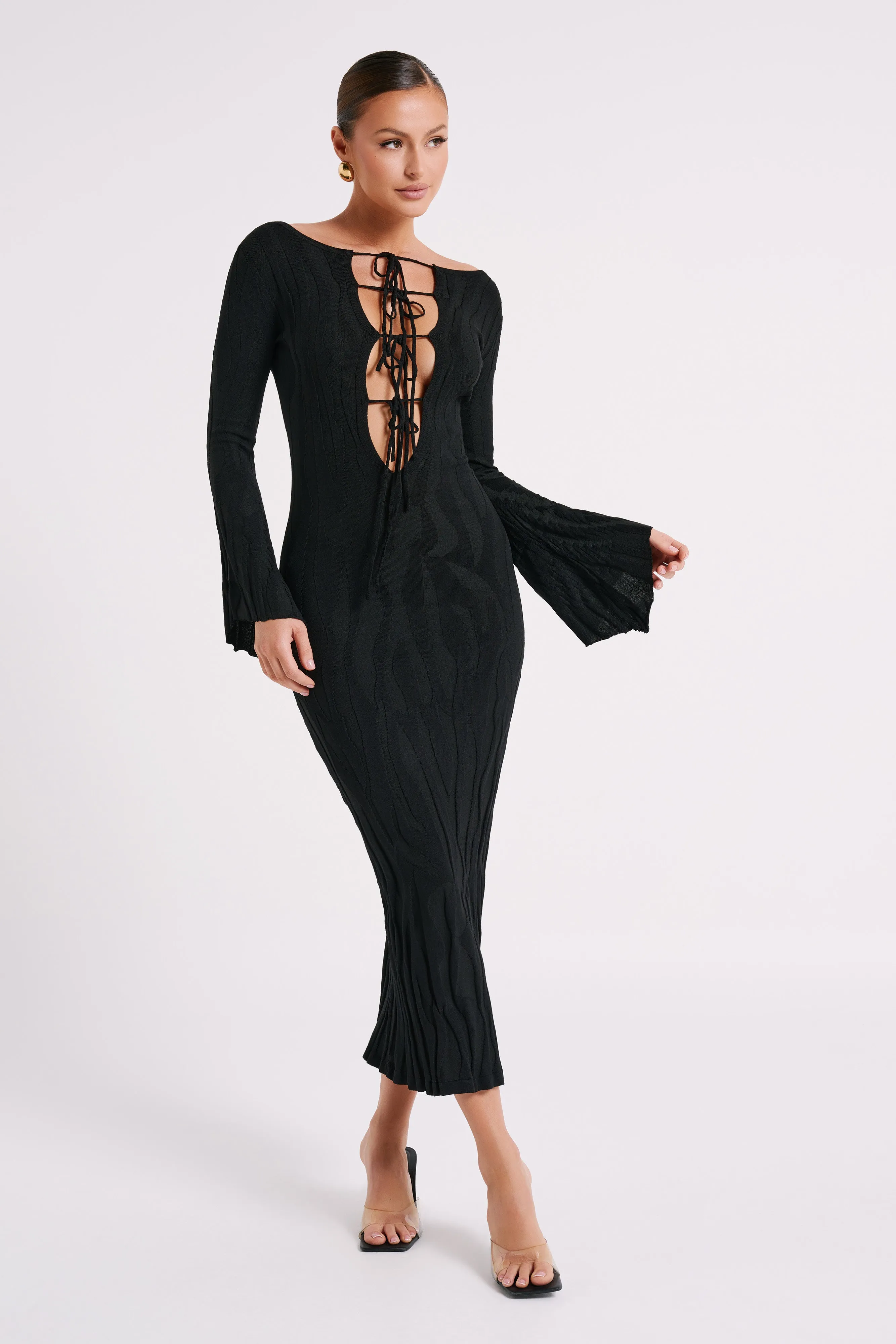 Brinley Long Sleeve Knit Maxi Dress - Black sold by Meshki product image thumbnail 5