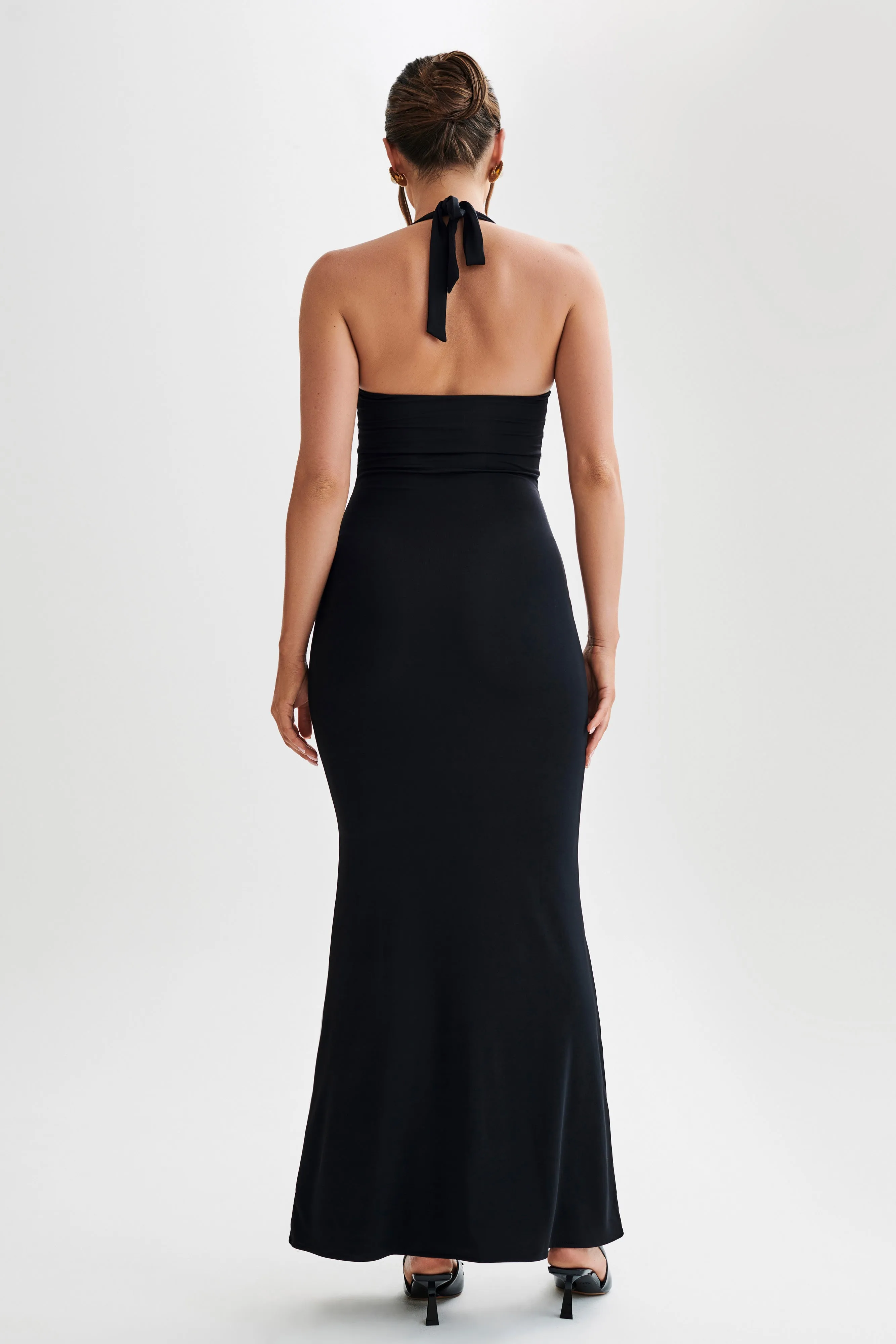 Ginevra Slinky Halter Maxi Dress - Black sold by Meshki product image thumbnail 5