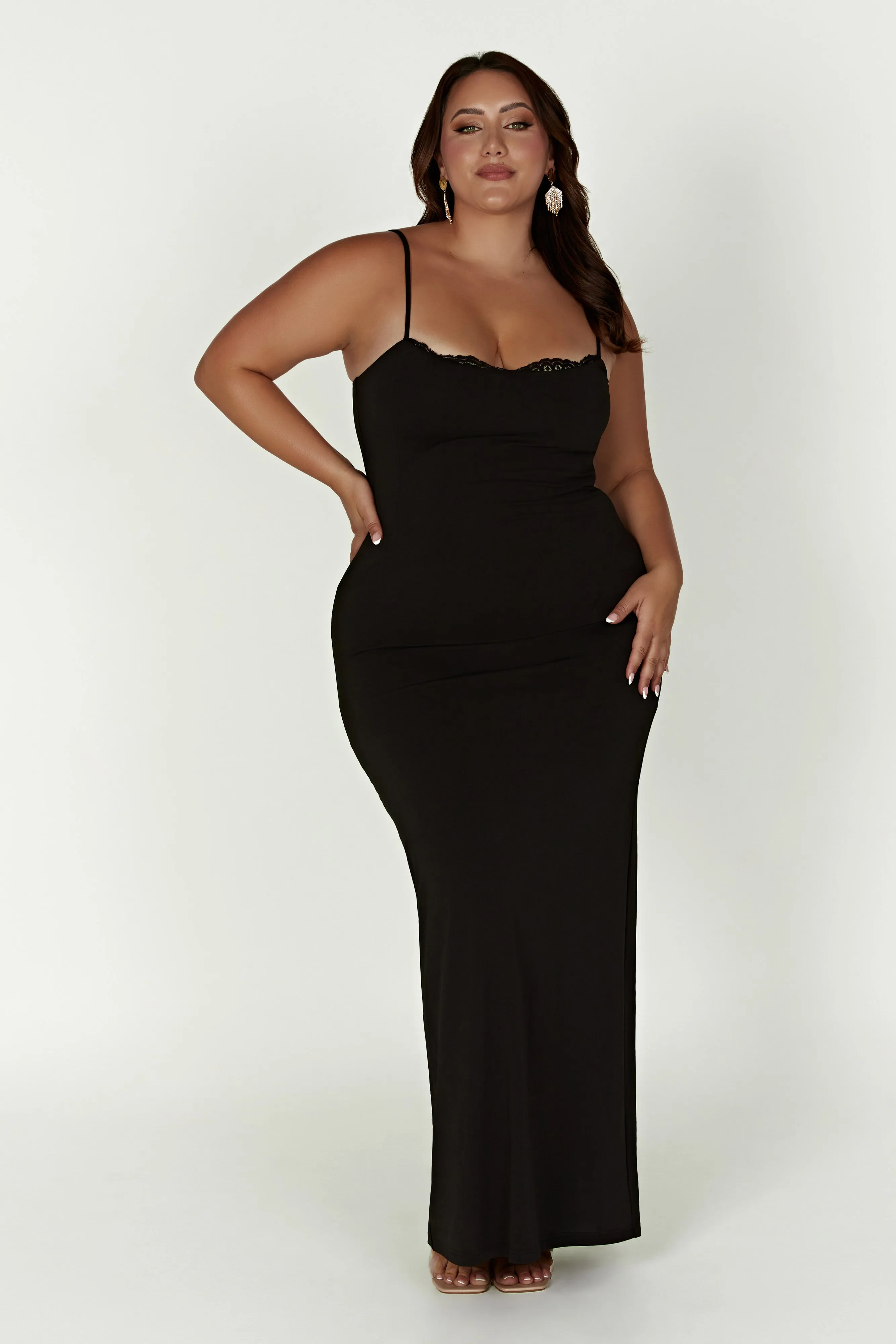 Amorette Lace Trim Maxi Dress - Black sold by Meshki product image thumbnail 5