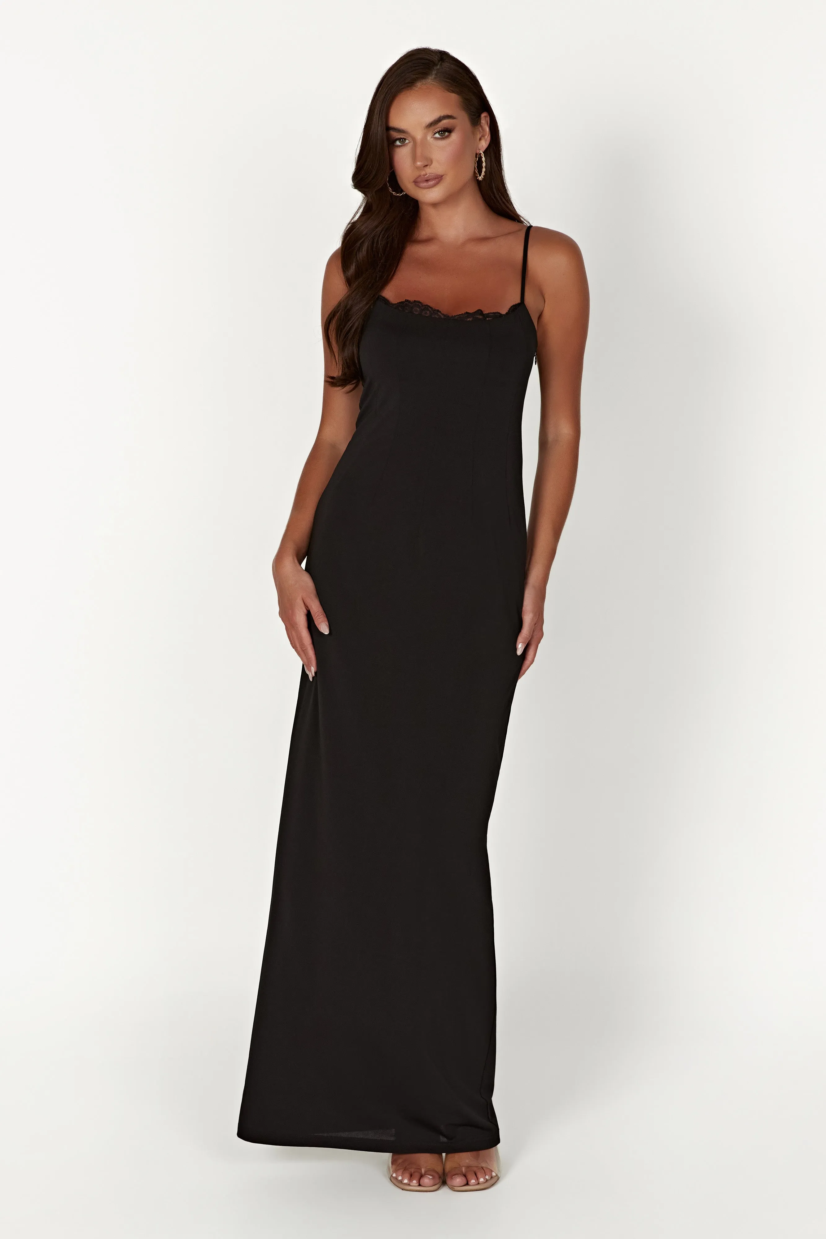 Amorette Lace Trim Maxi Dress - Black sold by Meshki product image thumbnail 2