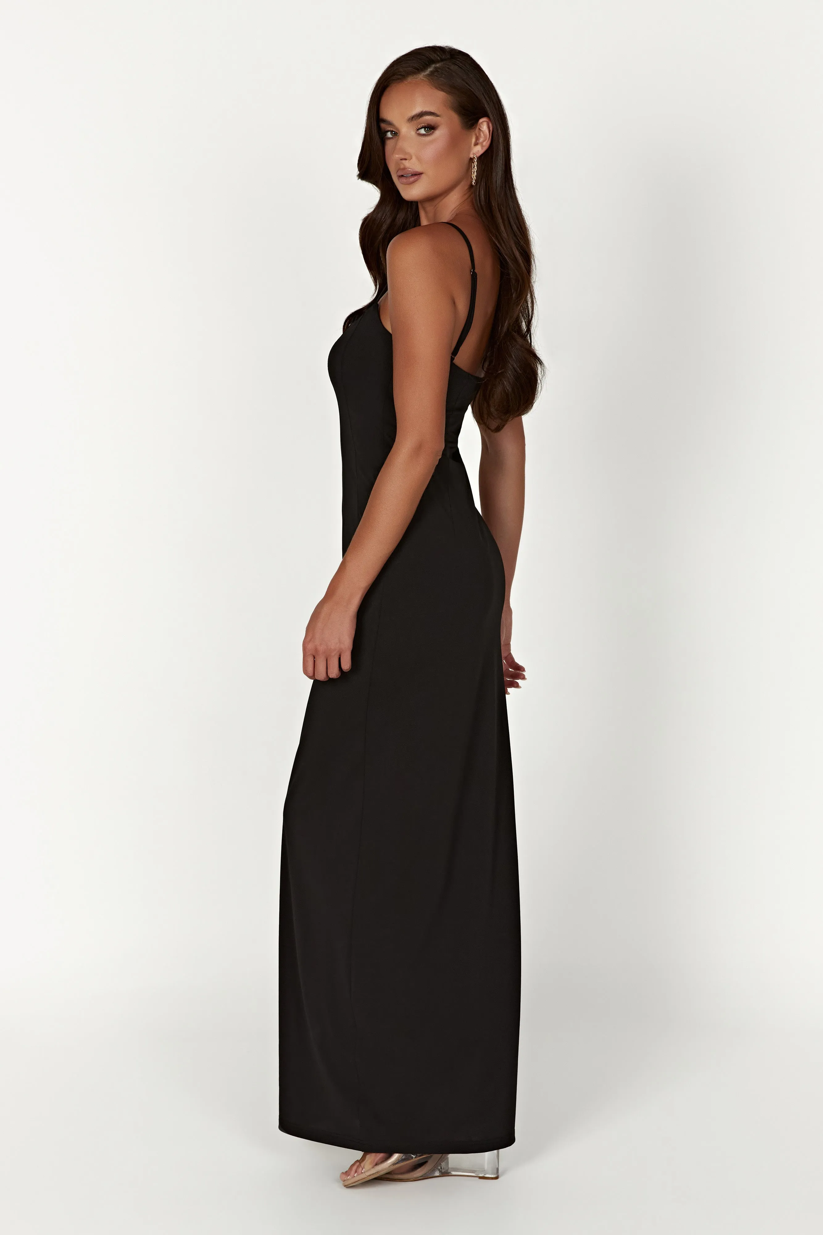 Amorette Lace Trim Maxi Dress - Black sold by Meshki product image thumbnail 3