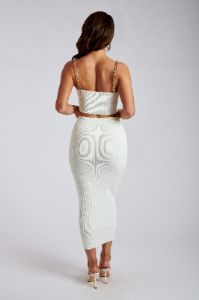 Rosana Ribbed Knit Midi Skirt - White sold by Meshki