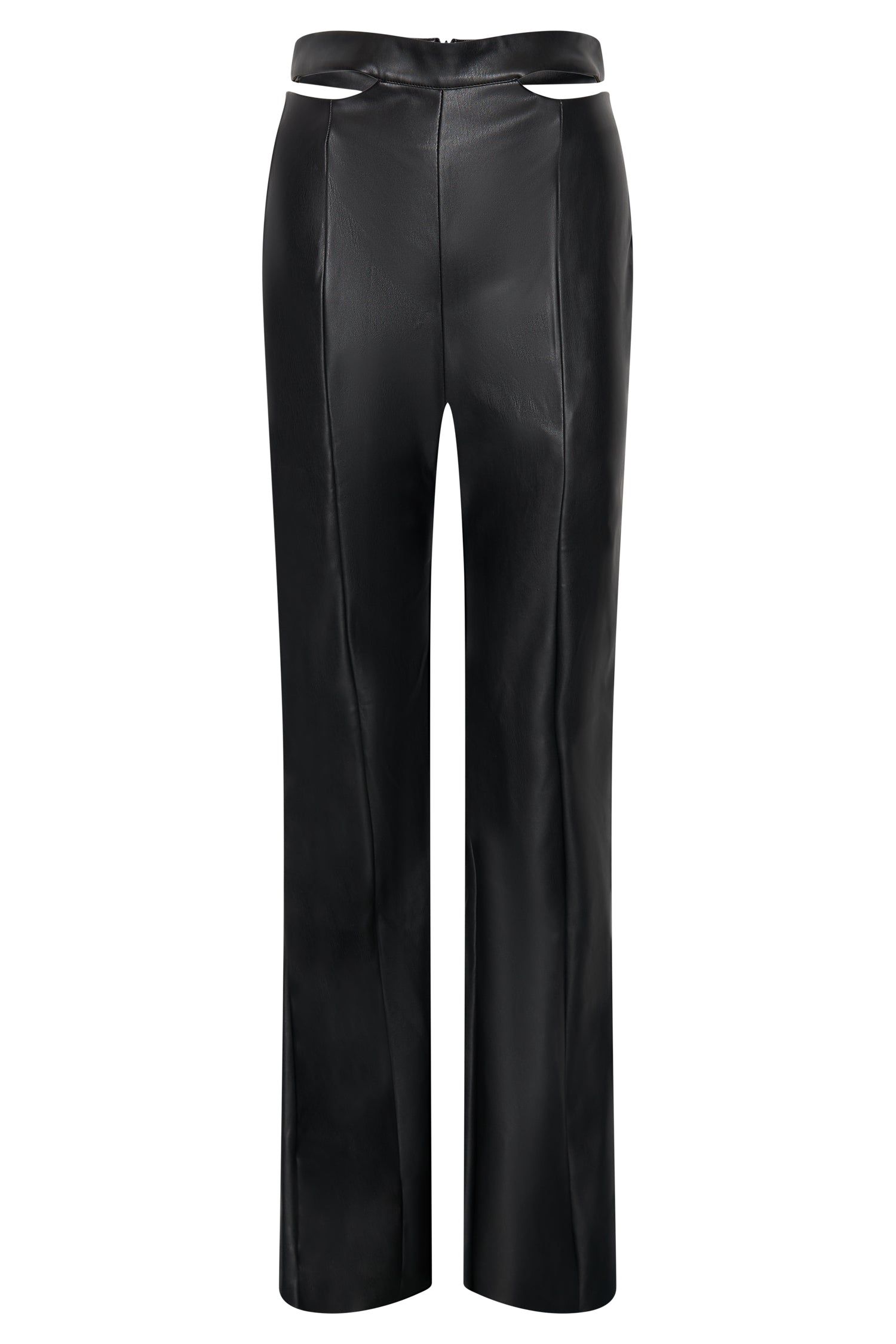 Callie Faux Leather Cut Out Side Straight Leg Pant - Black sold by Meshki product image thumbnail 10