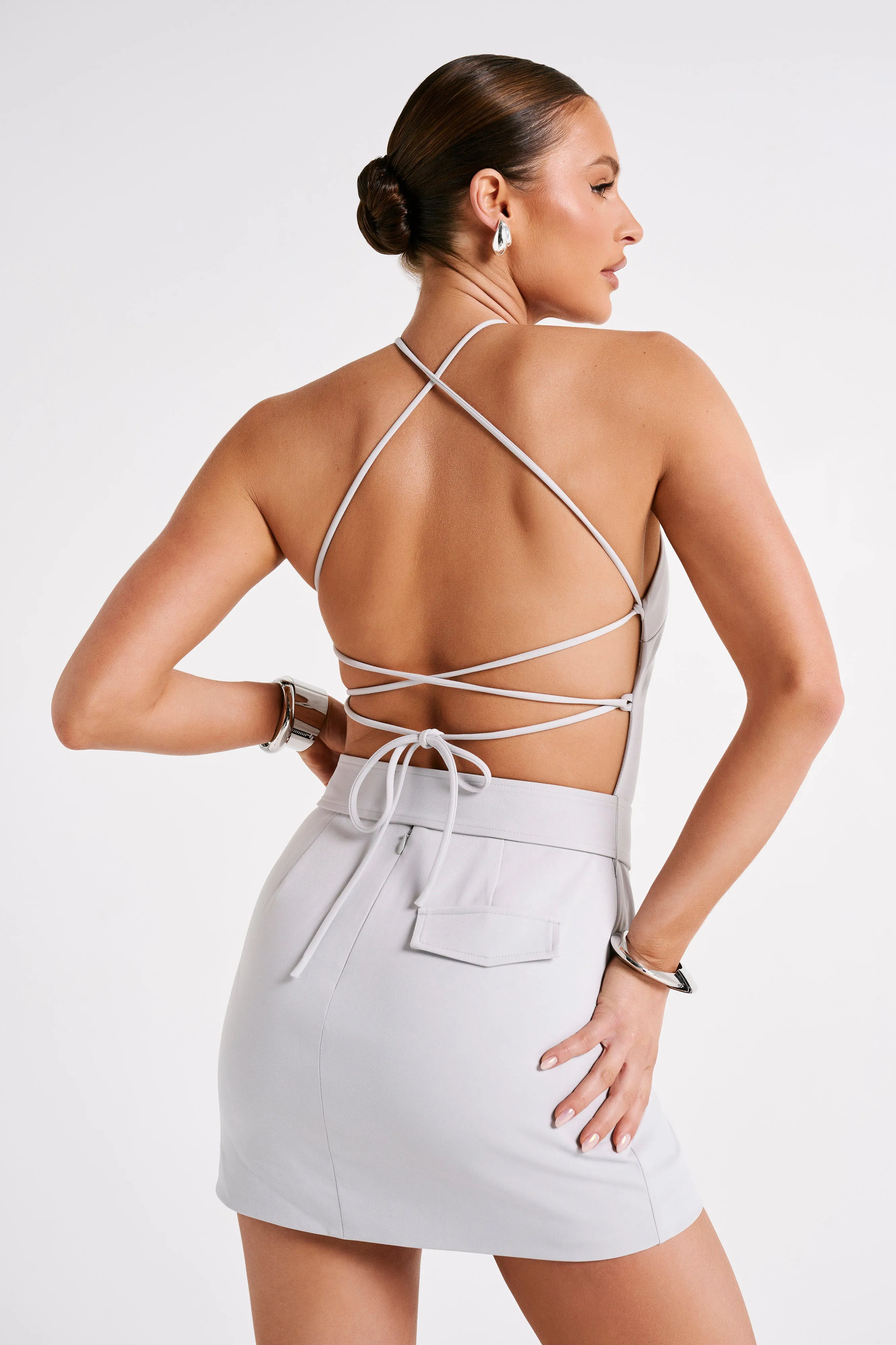 Diana Suiting Mini Dress - Ice Grey sold by Meshki product image thumbnail 5