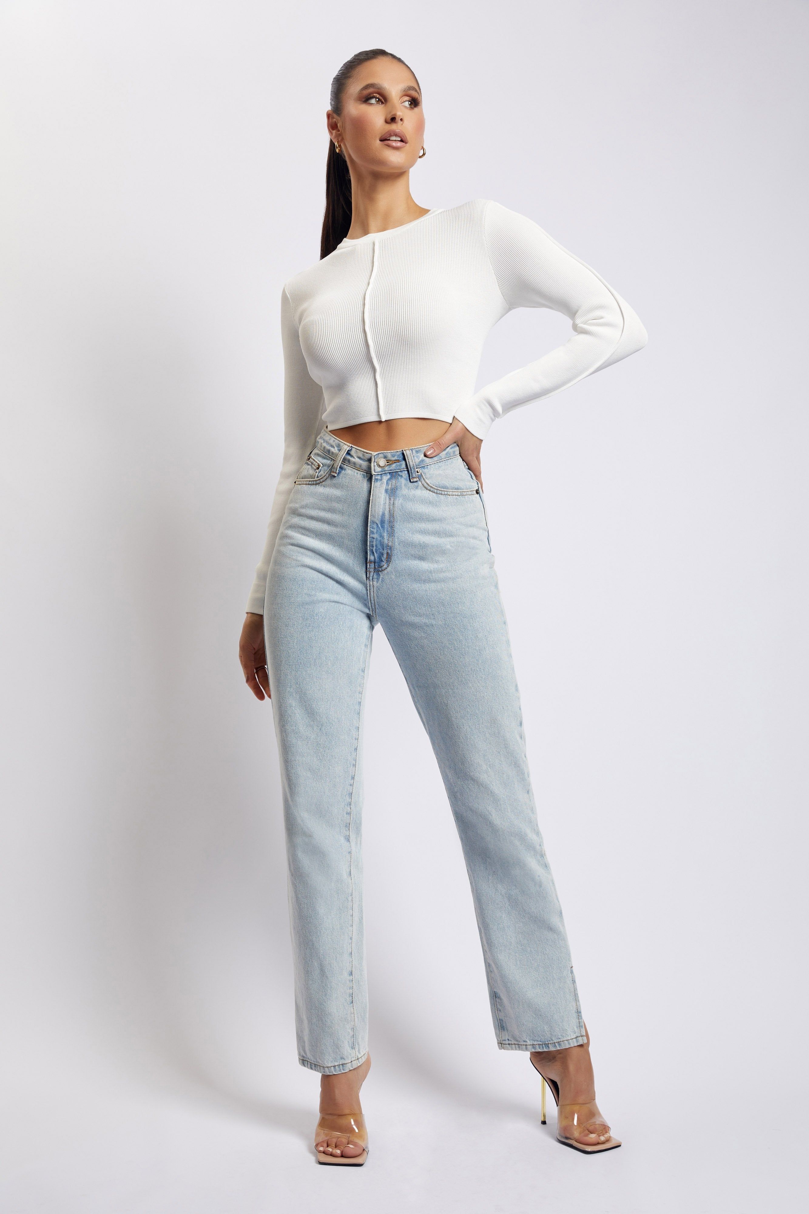 Nada Pintuck Detail Knitted Top - White sold by Meshki product image thumbnail 8