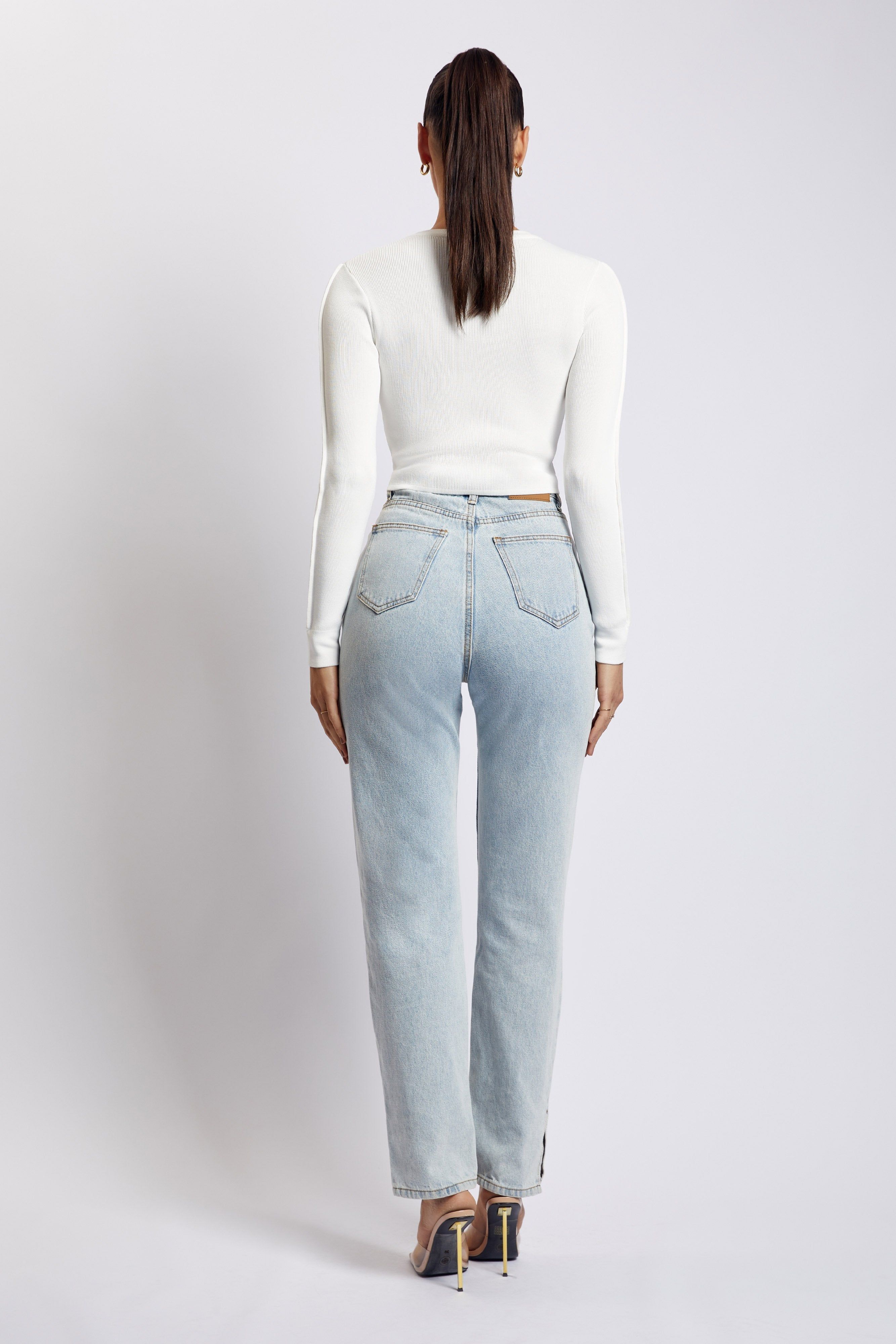 Nada Pintuck Detail Knitted Top - White sold by Meshki product image thumbnail 2