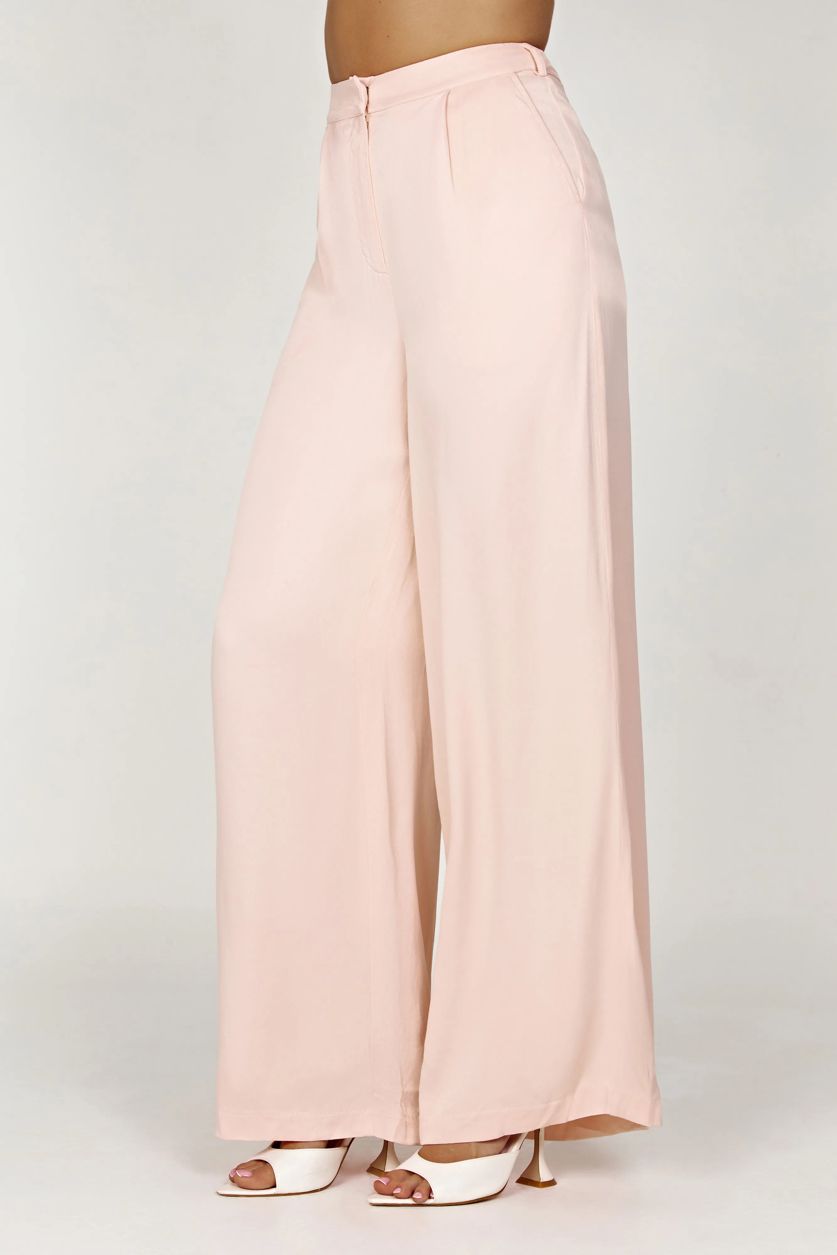 Nour Satin Wide Leg Pant - Apricot sold by Meshki product image thumbnail 4