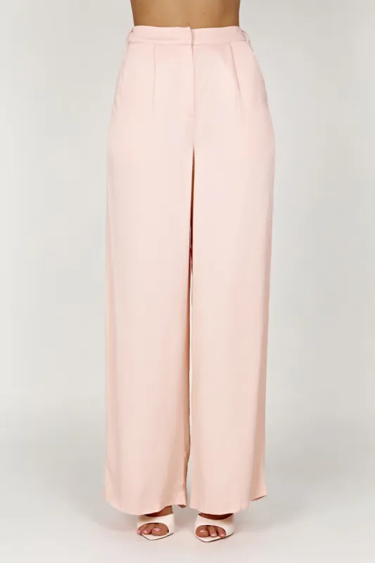 Nour Satin Wide Leg Pant - Apricot sold by Meshki