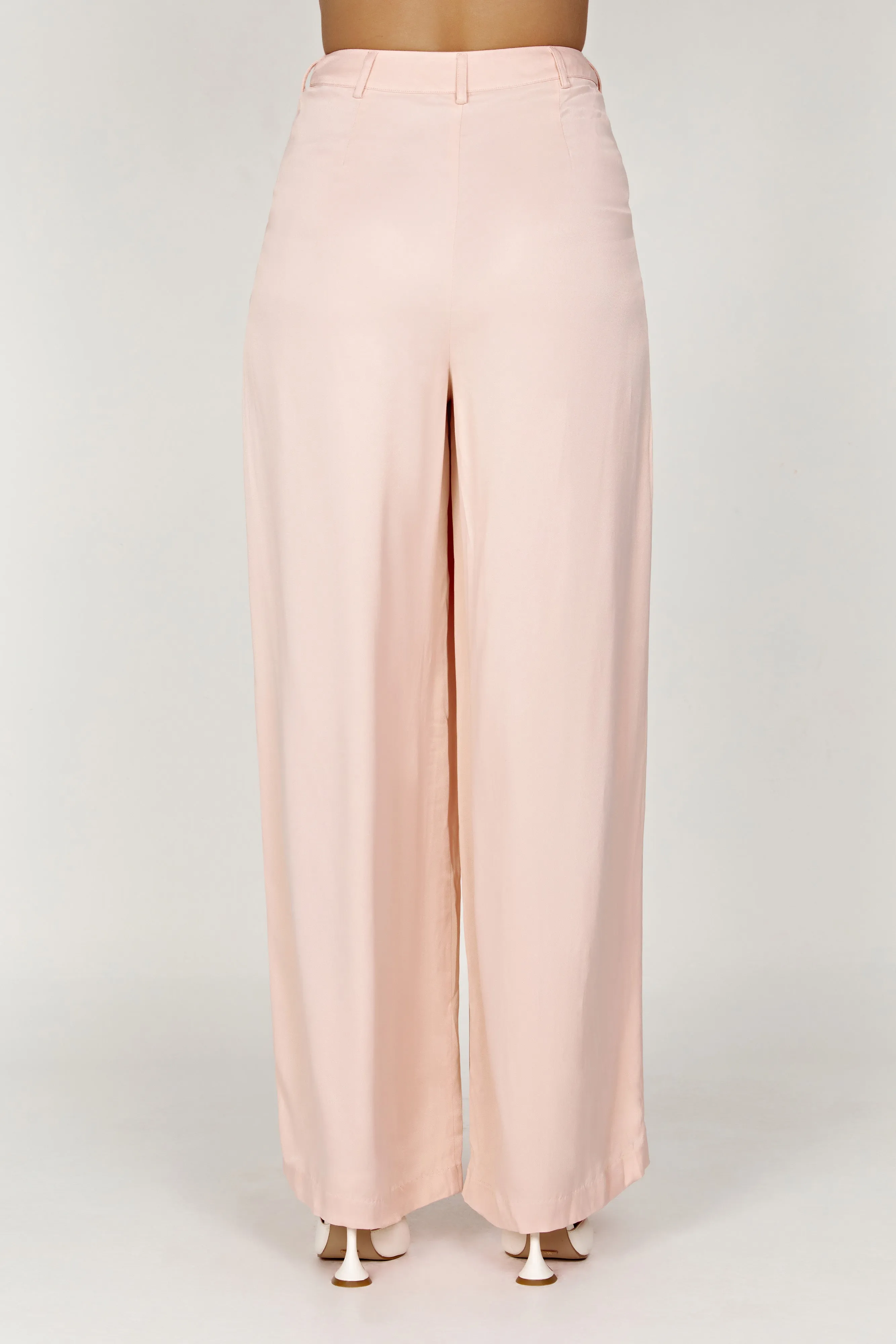 Nour Satin Wide Leg Pant - Apricot sold by Meshki product image thumbnail 2