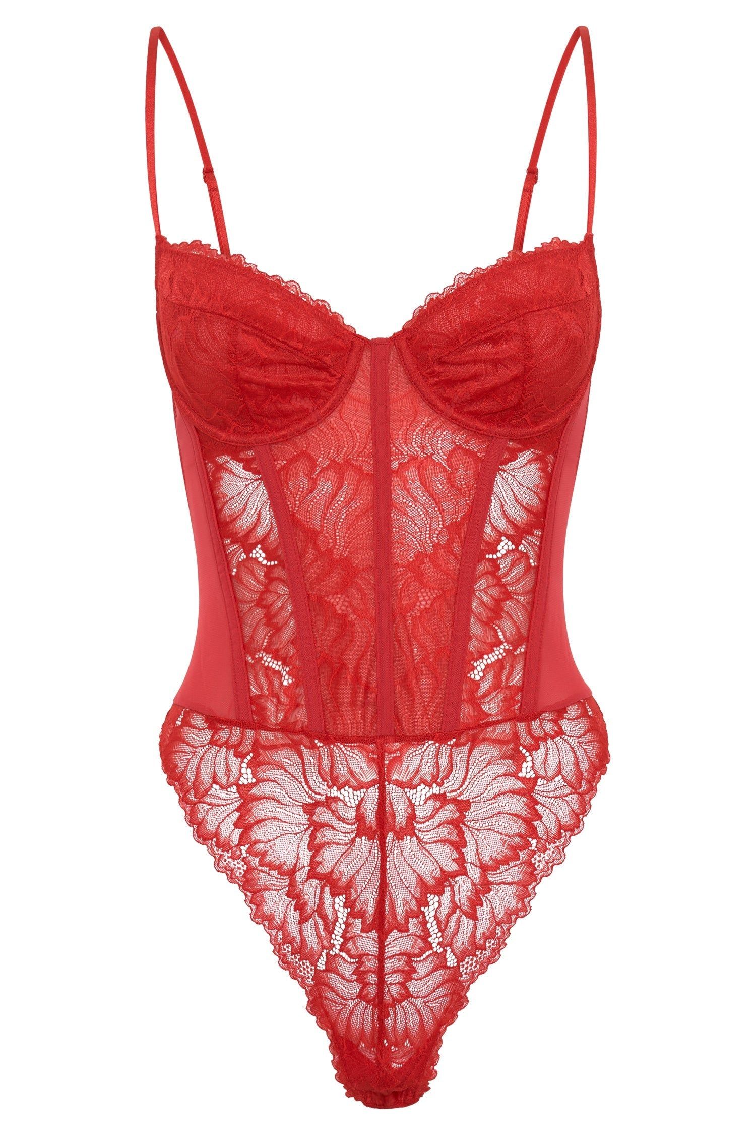 Daisy Lace Mesh Bodysuit - Red sold by Meshki product image thumbnail 6