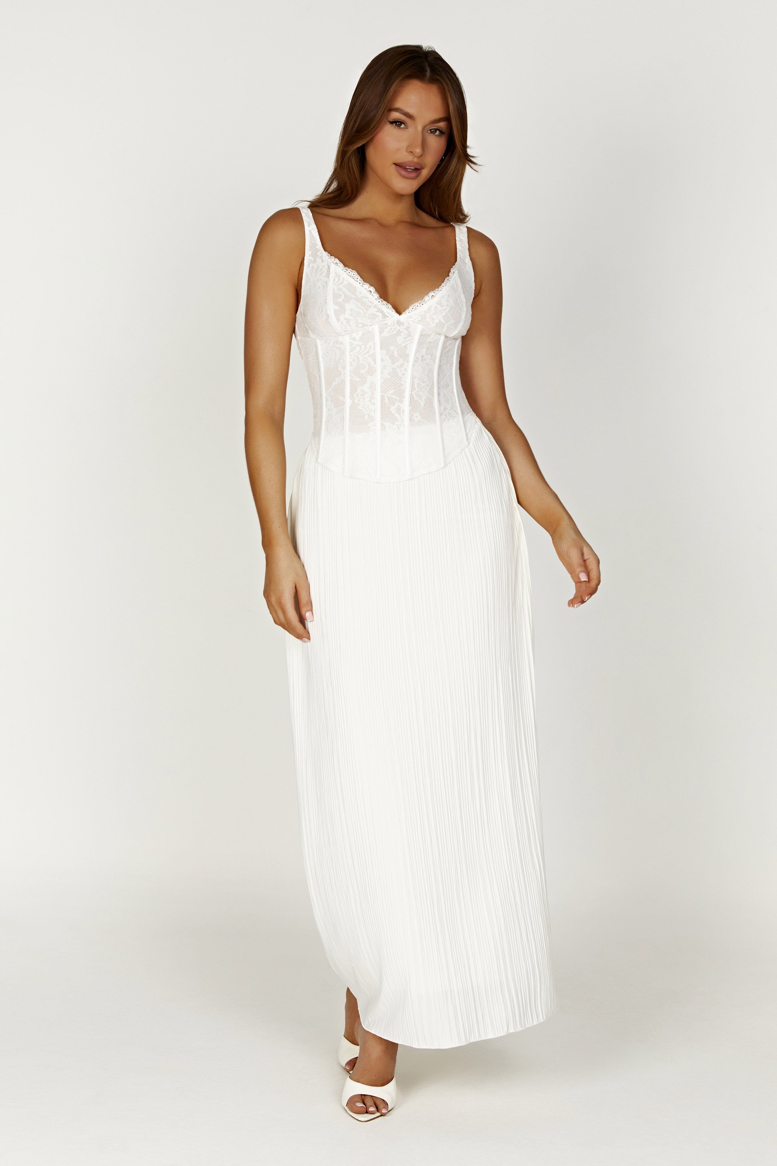 Elsie Plisse Maxi Skirt - White sold by Meshki product image thumbnail 4