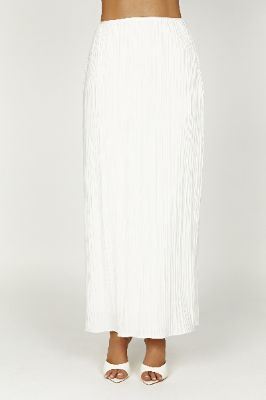 Elsie Plisse Maxi Skirt - White sold by Meshki