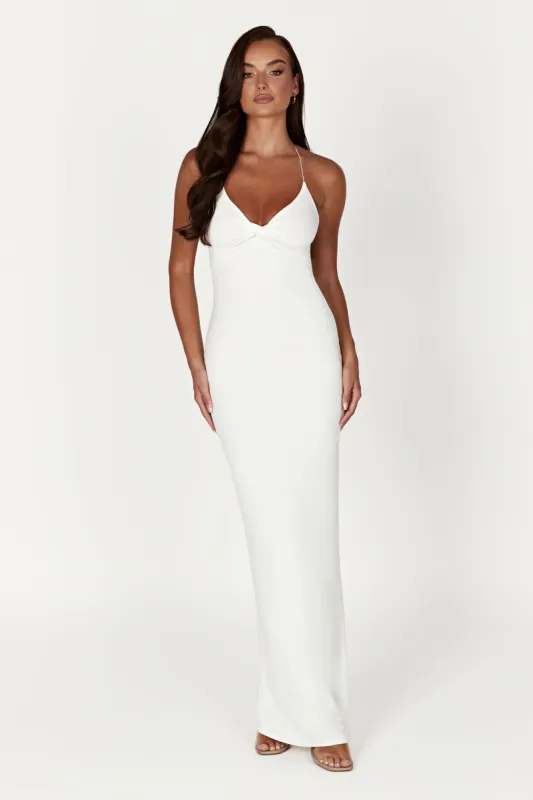 Sinead Twist Maxi Dress - White sold by Meshki