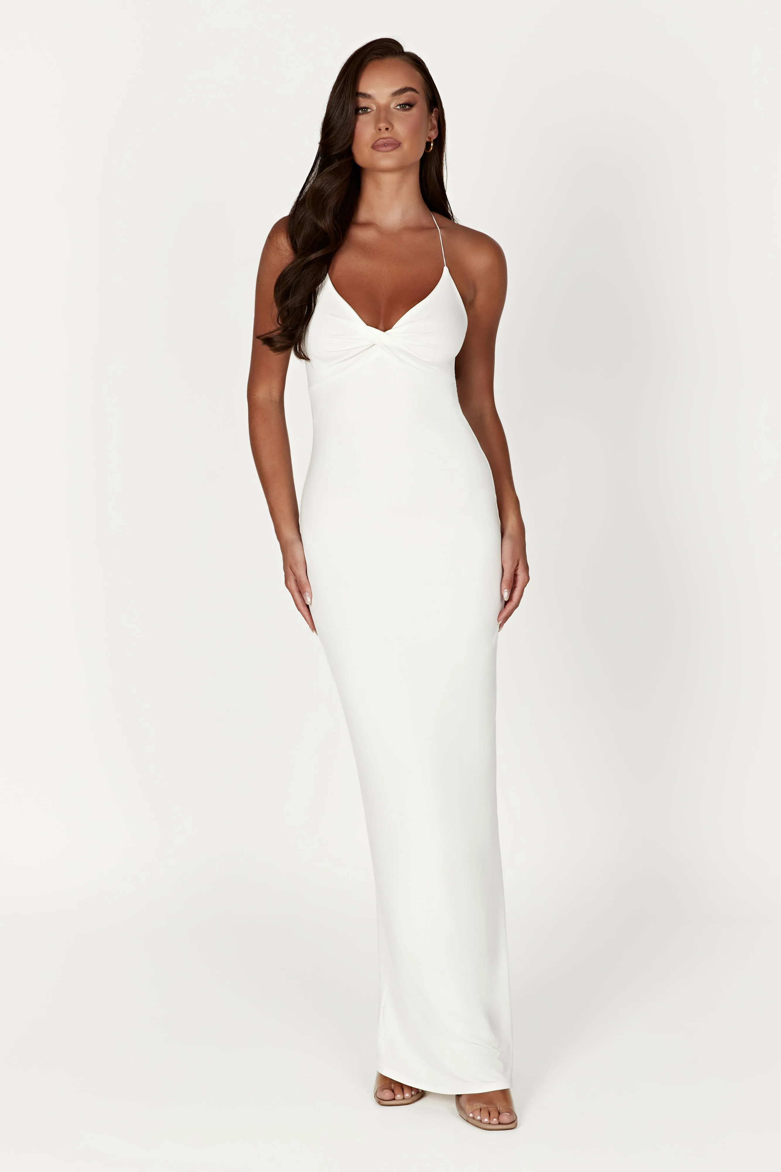 Sinead Twist Maxi Dress - White sold by Meshki
