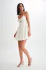 Muriel Cotton Mini Dress With Crochet - White sold by Meshki