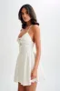 Muriel Cotton Mini Dress With Crochet - White sold by Meshki