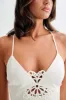 Muriel Cotton Mini Dress With Crochet - White sold by Meshki