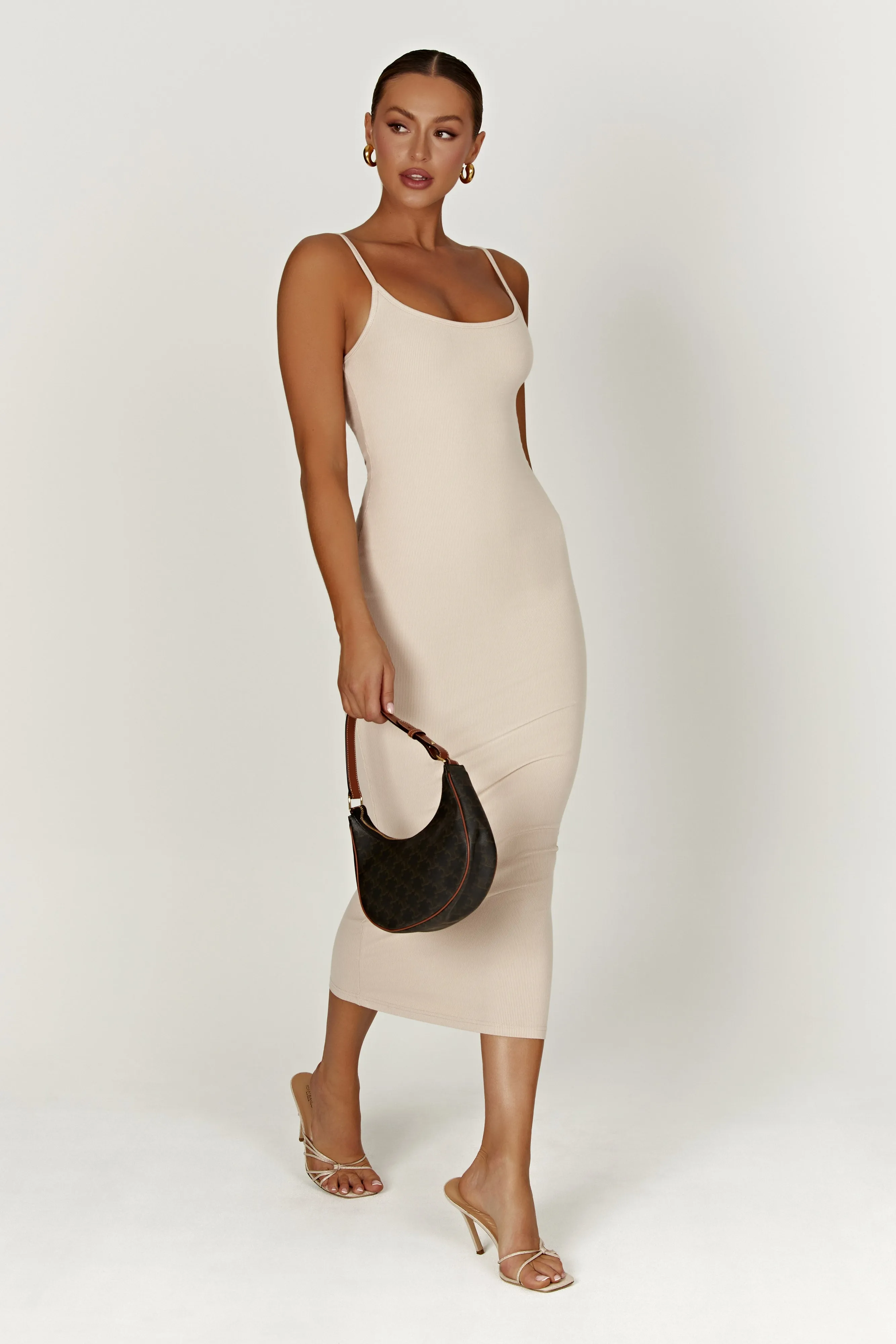 Alexis Ribbed Cami Midi Dress - Cream sold by Meshki product image thumbnail 4