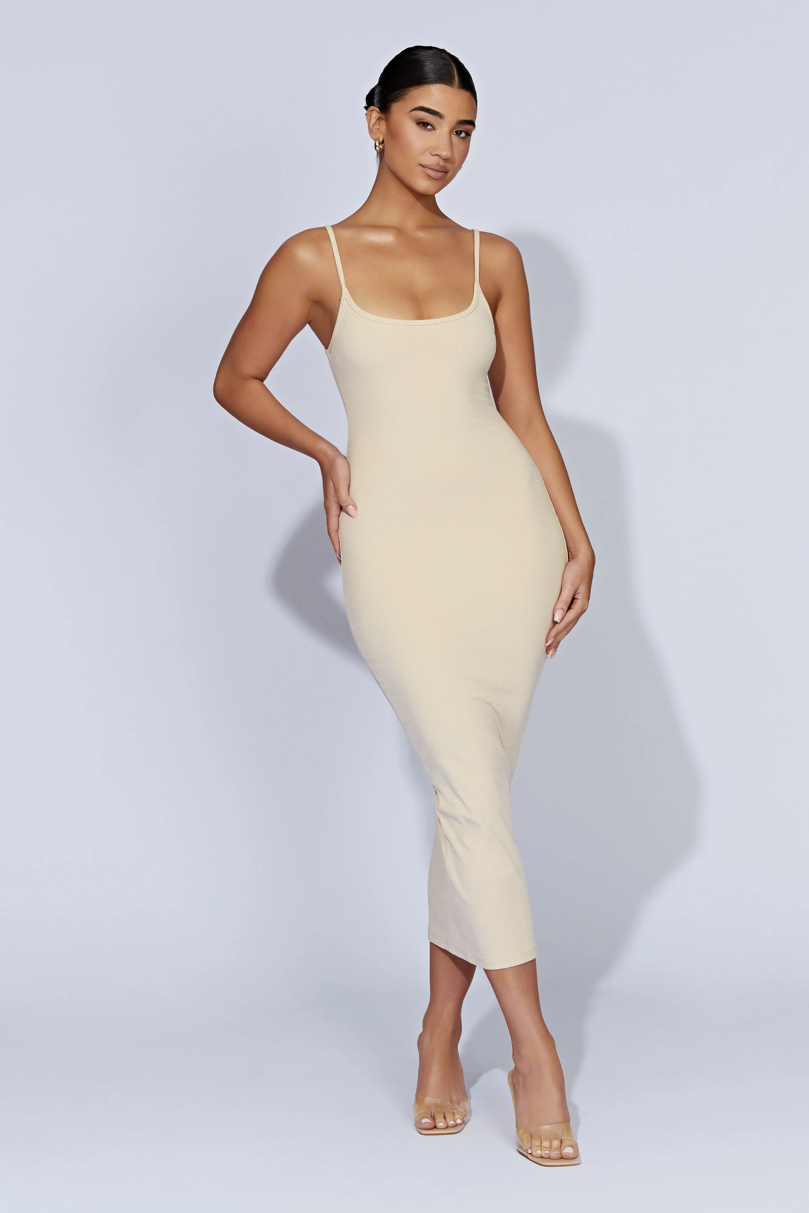 Alexis Ribbed Cami Midi Dress - Cream sold by Meshki product image thumbnail 5