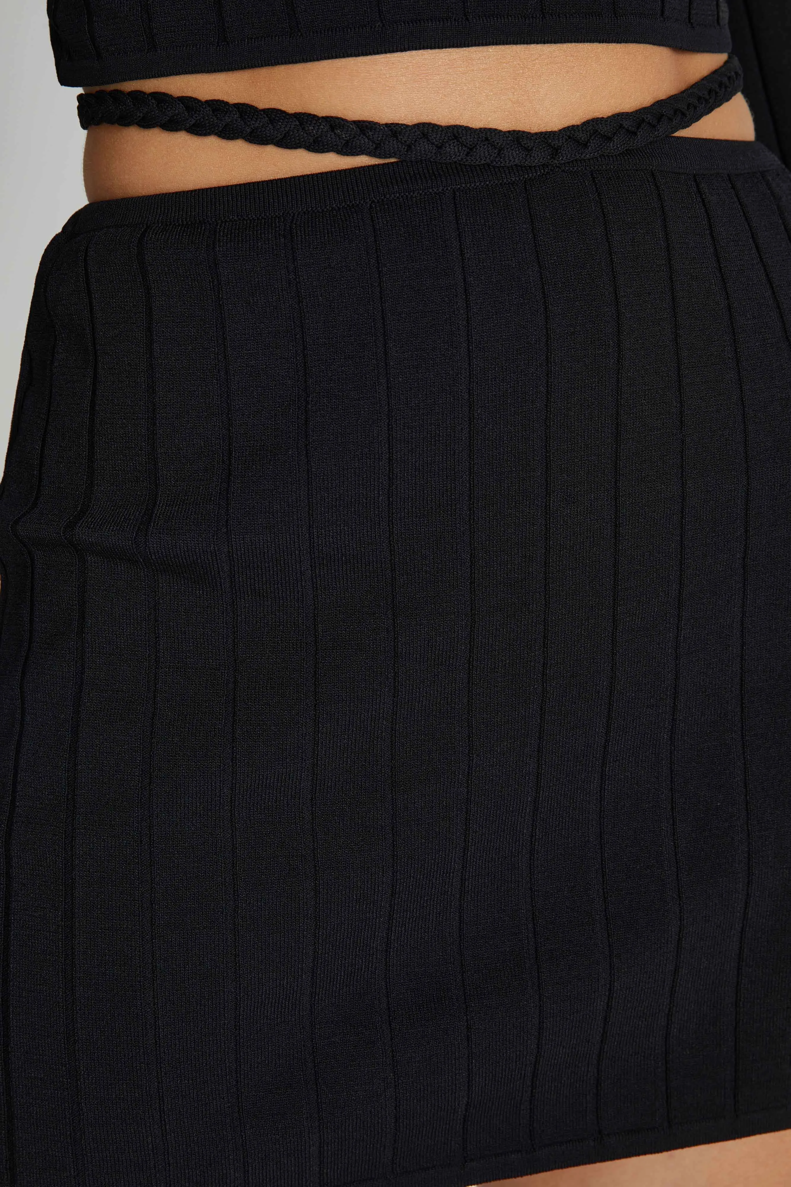 Celine A-Line Extreme Rib Mini Skirt - Black sold by Meshki product image thumbnail 2