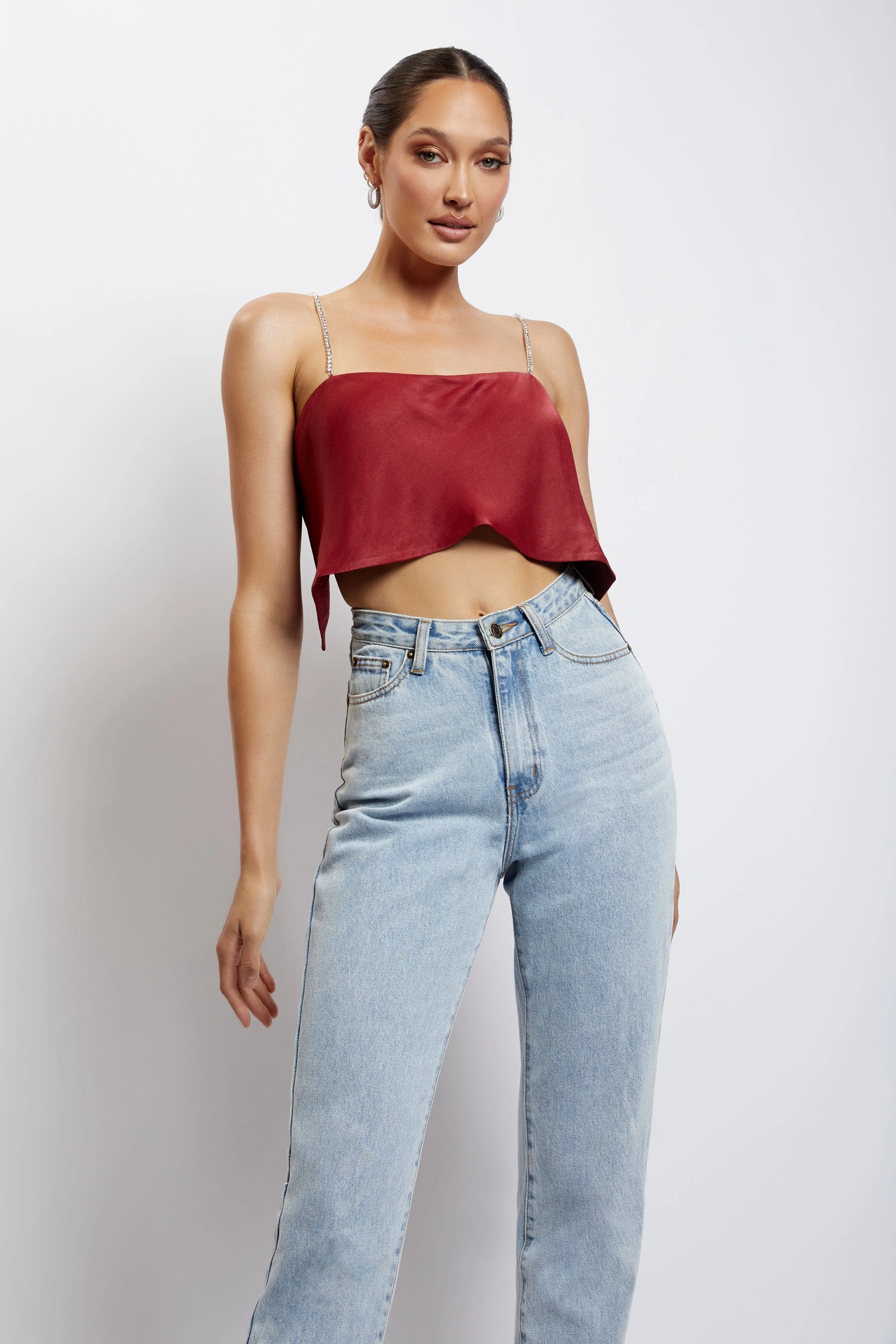 Dayana Straight Cut Crop Top - Wine sold by Meshki product image thumbnail 5